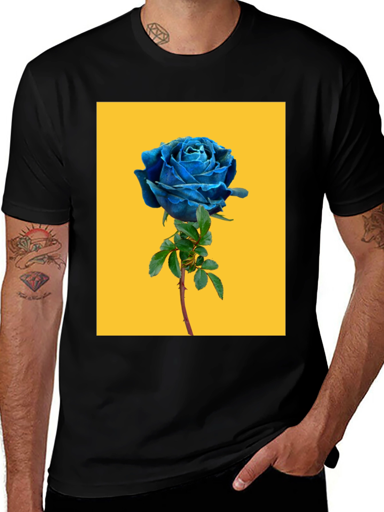Variant 17 of Blue Rose Graphic Tee - Stylish Floral Design