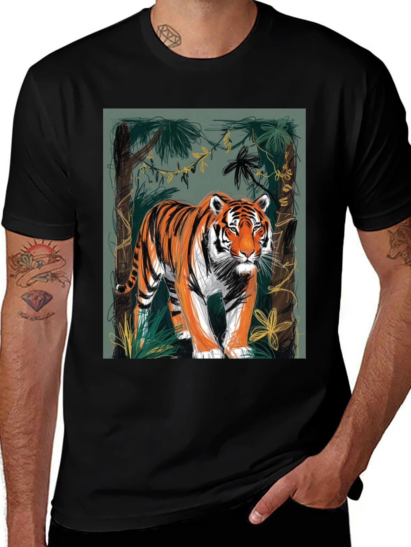 Variant 23 of Tiger Graphic Tee - Jungle Design