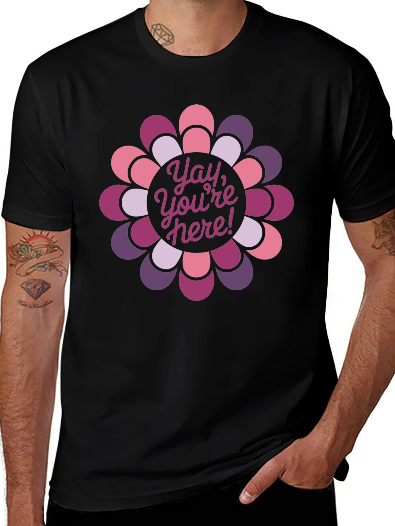 Variant 4 of "Yay, You're Here!" Floral Graphic Tee