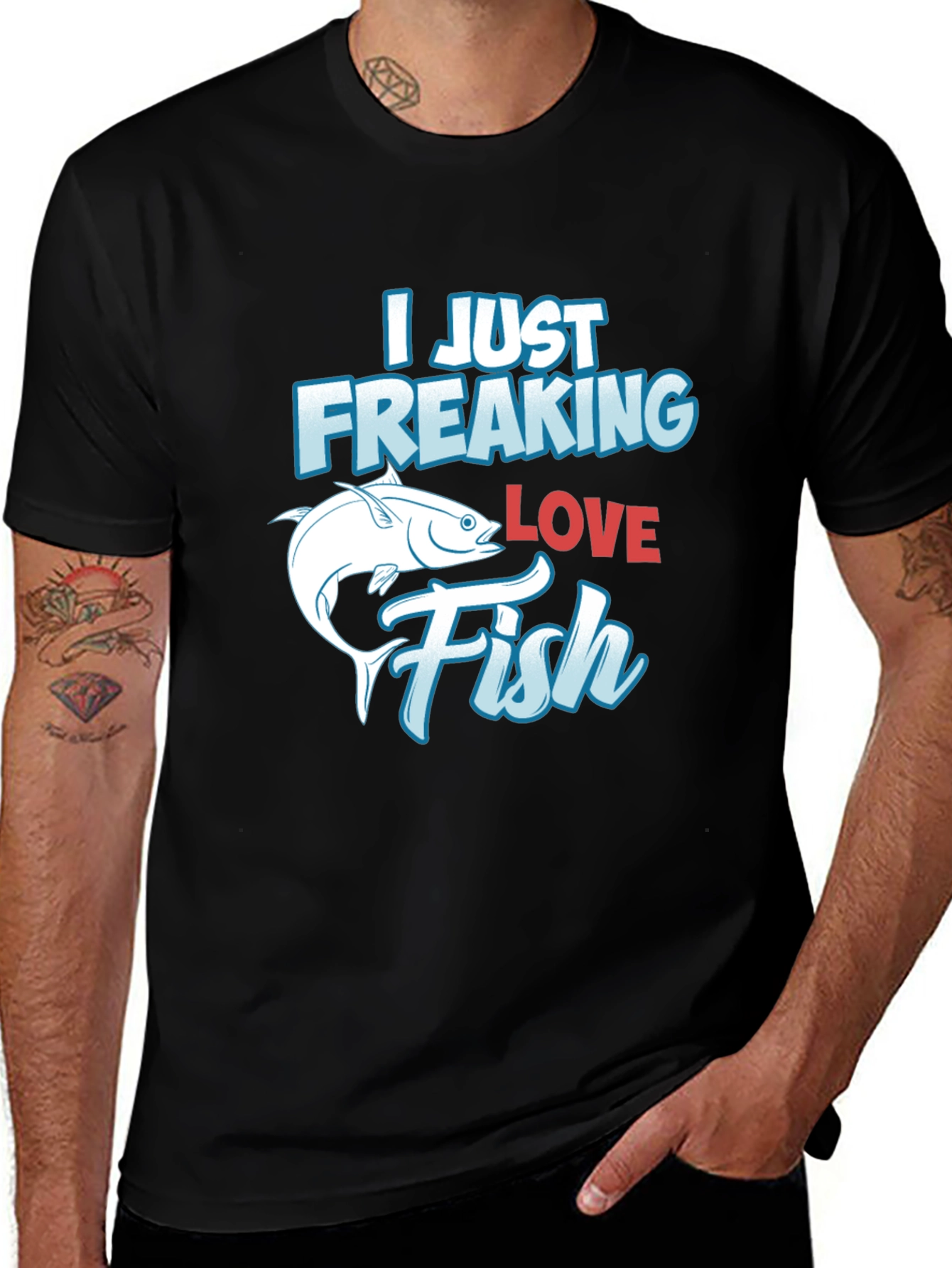 Variant 14 of Funny Fishing T-Shirt: I Just Freaking Love Fish