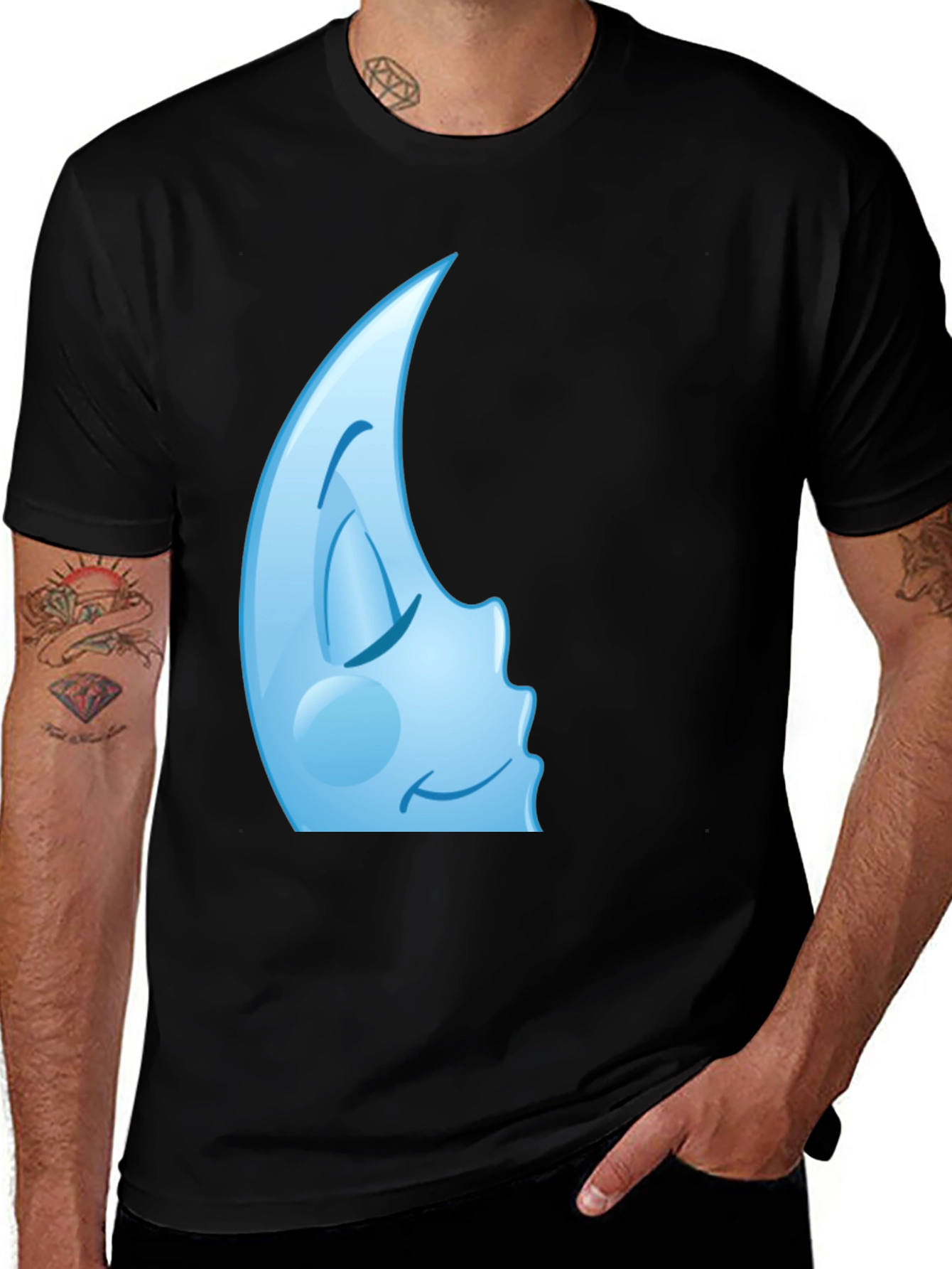 Variant 25 of Sleepy Moon Graphic Tee - Stylish Black Cotton T-Shirt