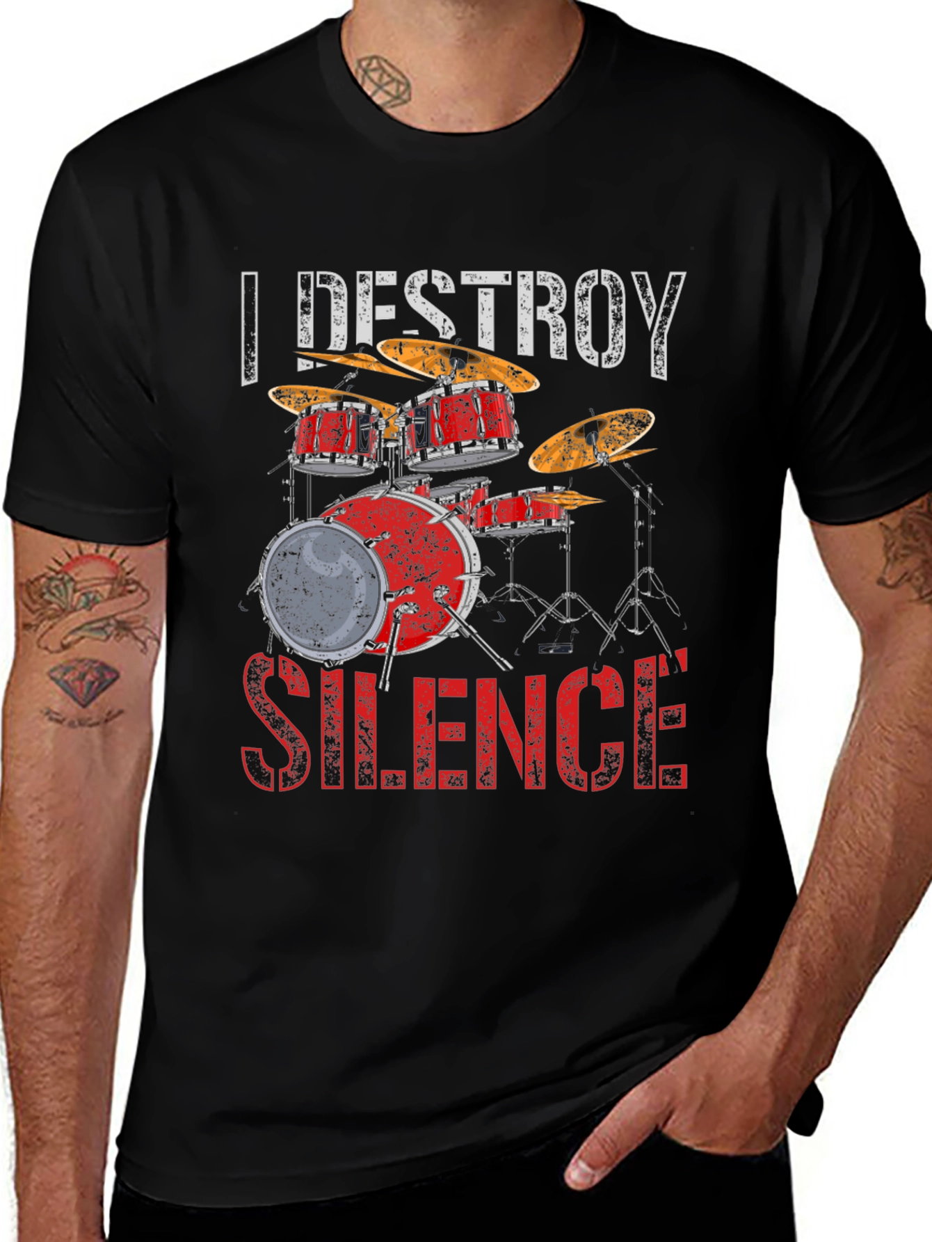 Variant 15 of I Destroy Silence Drum Set Graphic Tee