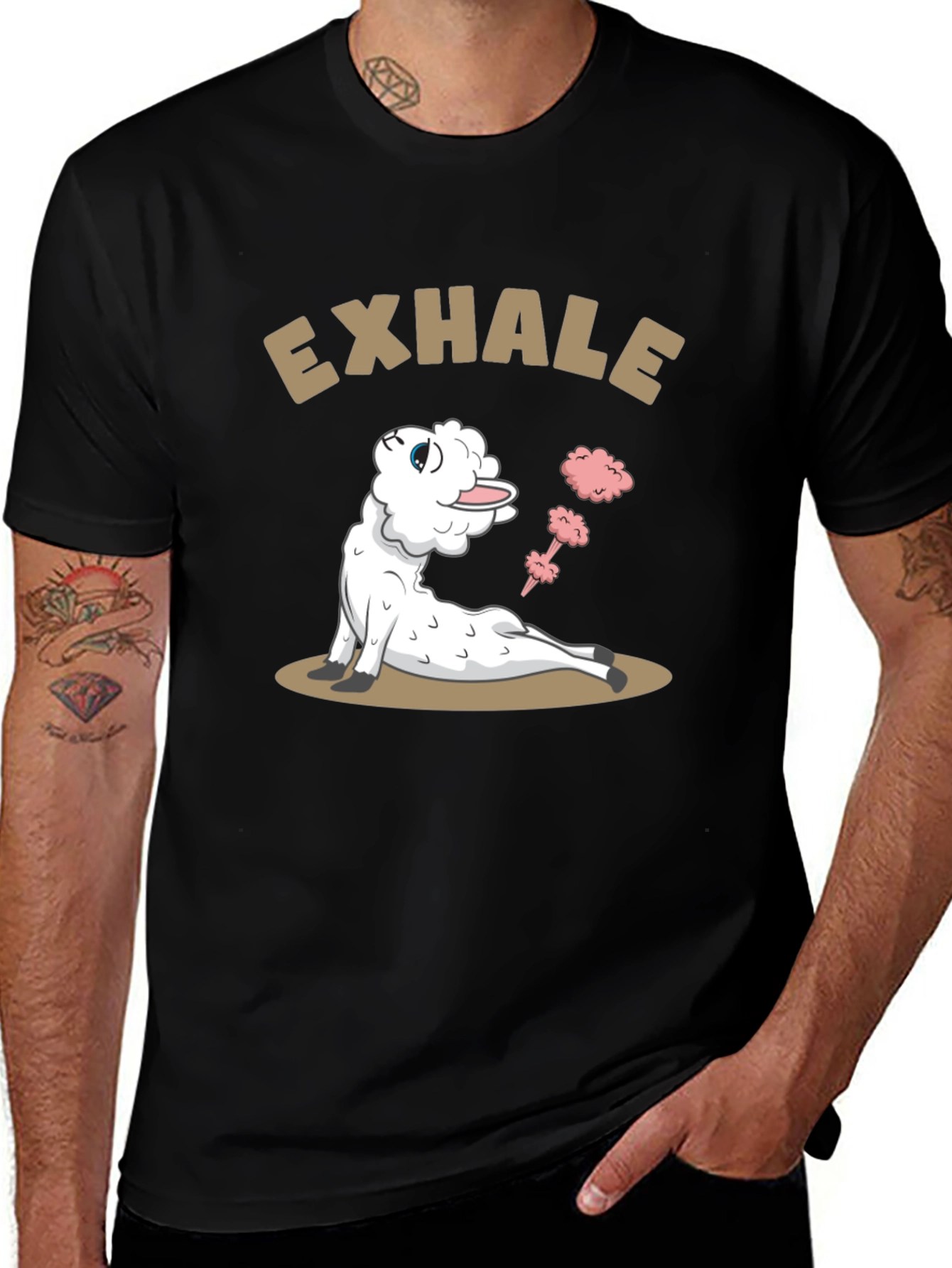 Variant 29 of Exhale Yoga Llama Black T-Shirt