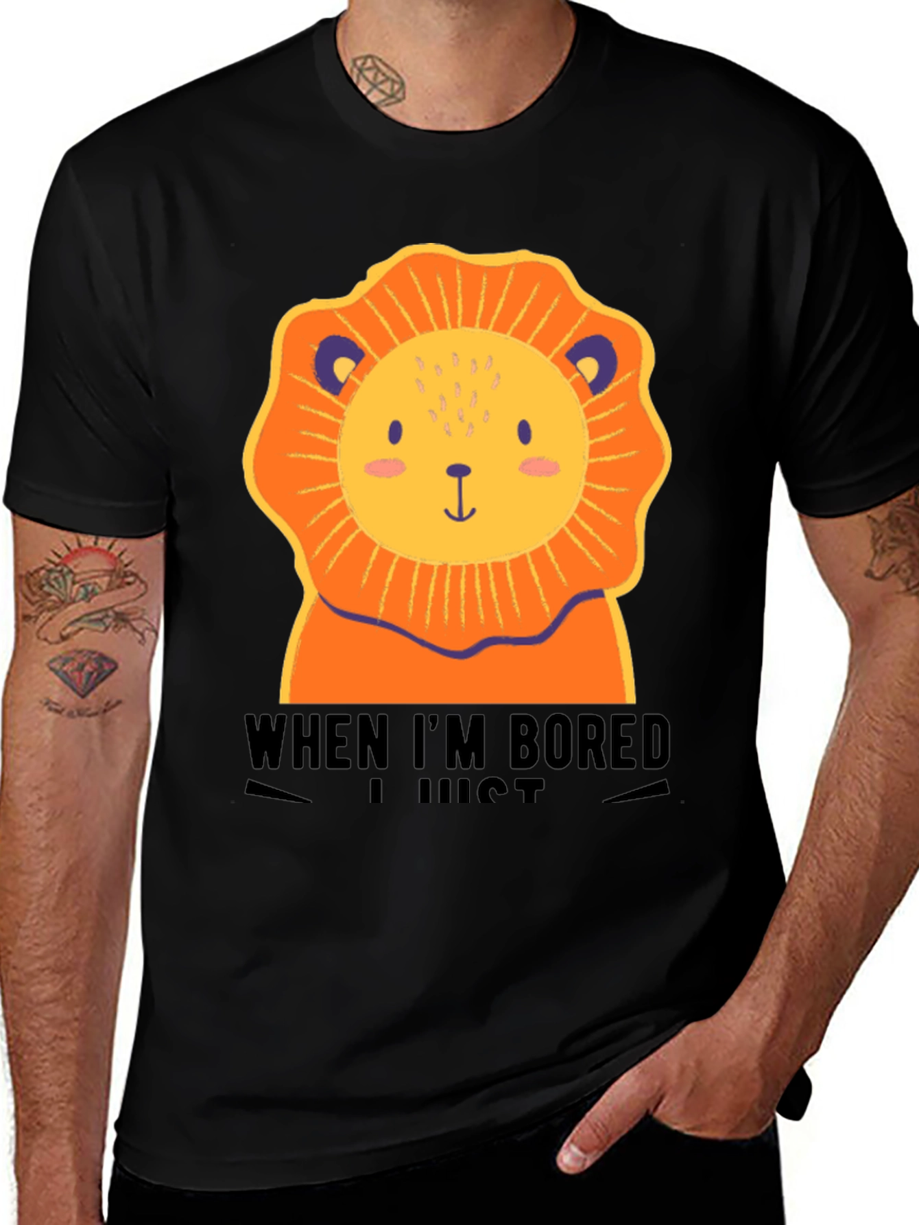 Variant 15 of Lion Graphic Tee - "When I'm Bored" Novelty T-Shirt