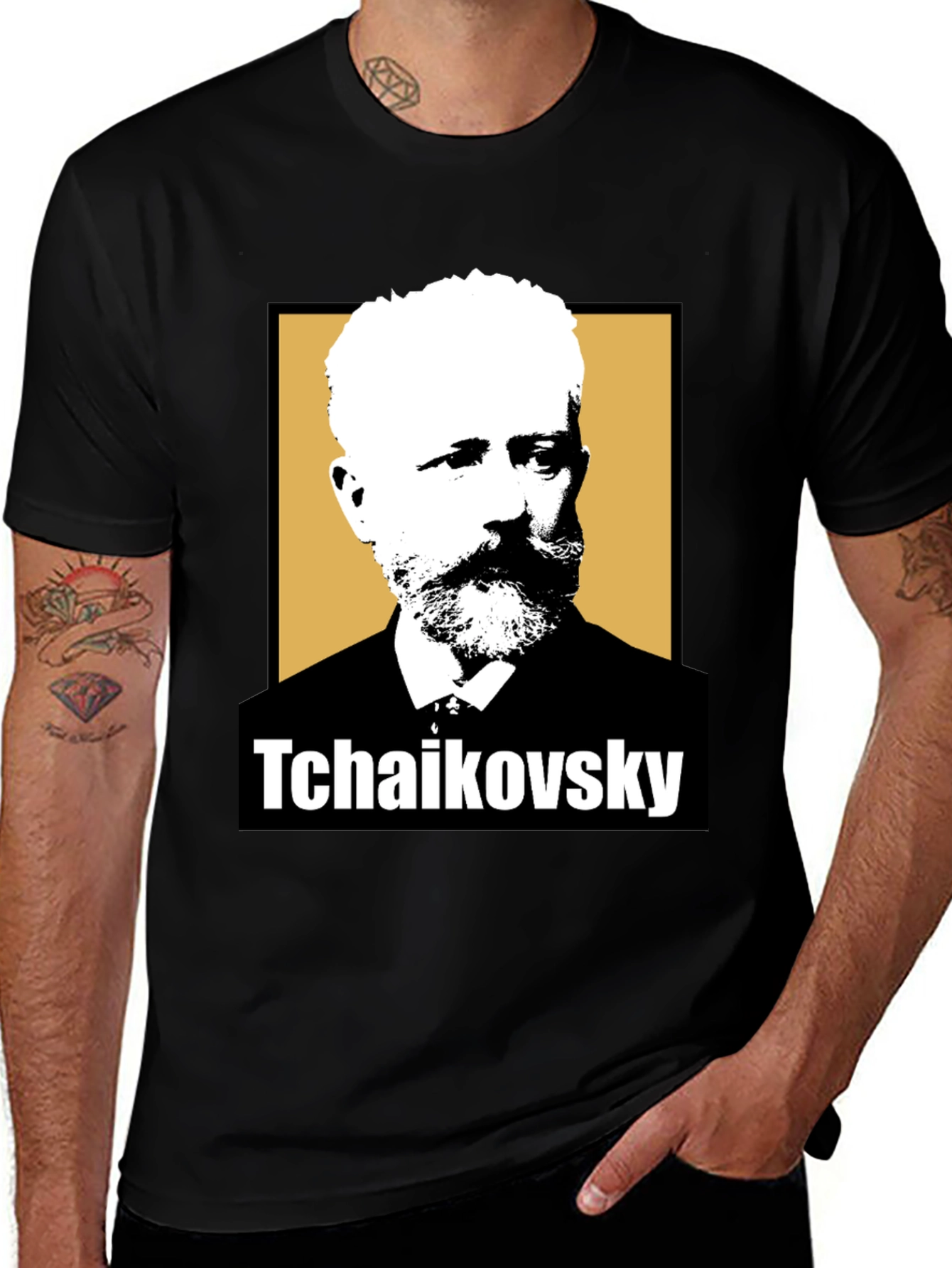 Tchaikovsky Portrait T-Shirt - Black Classical Music Tee