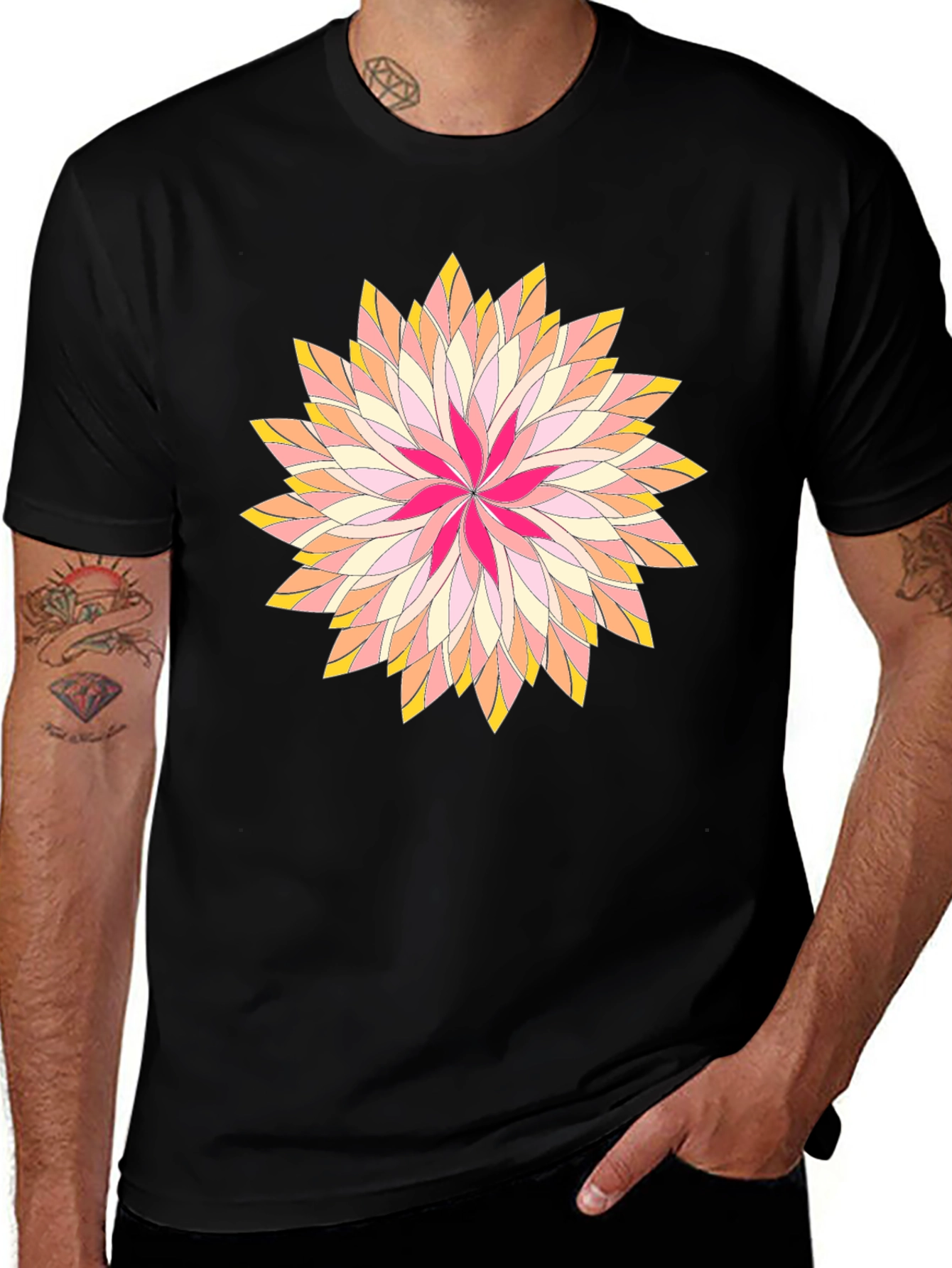 Variant 5 of Floral Print Black T-Shirt - Stylish Graphic Tee
