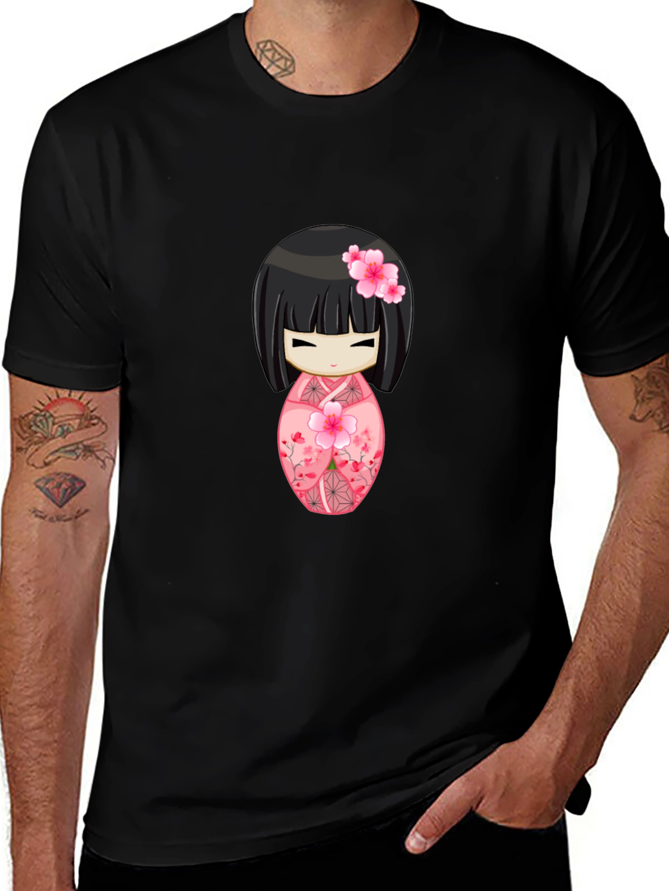 Kokeshi Doll Graphic Tee - Anime Style Shirt