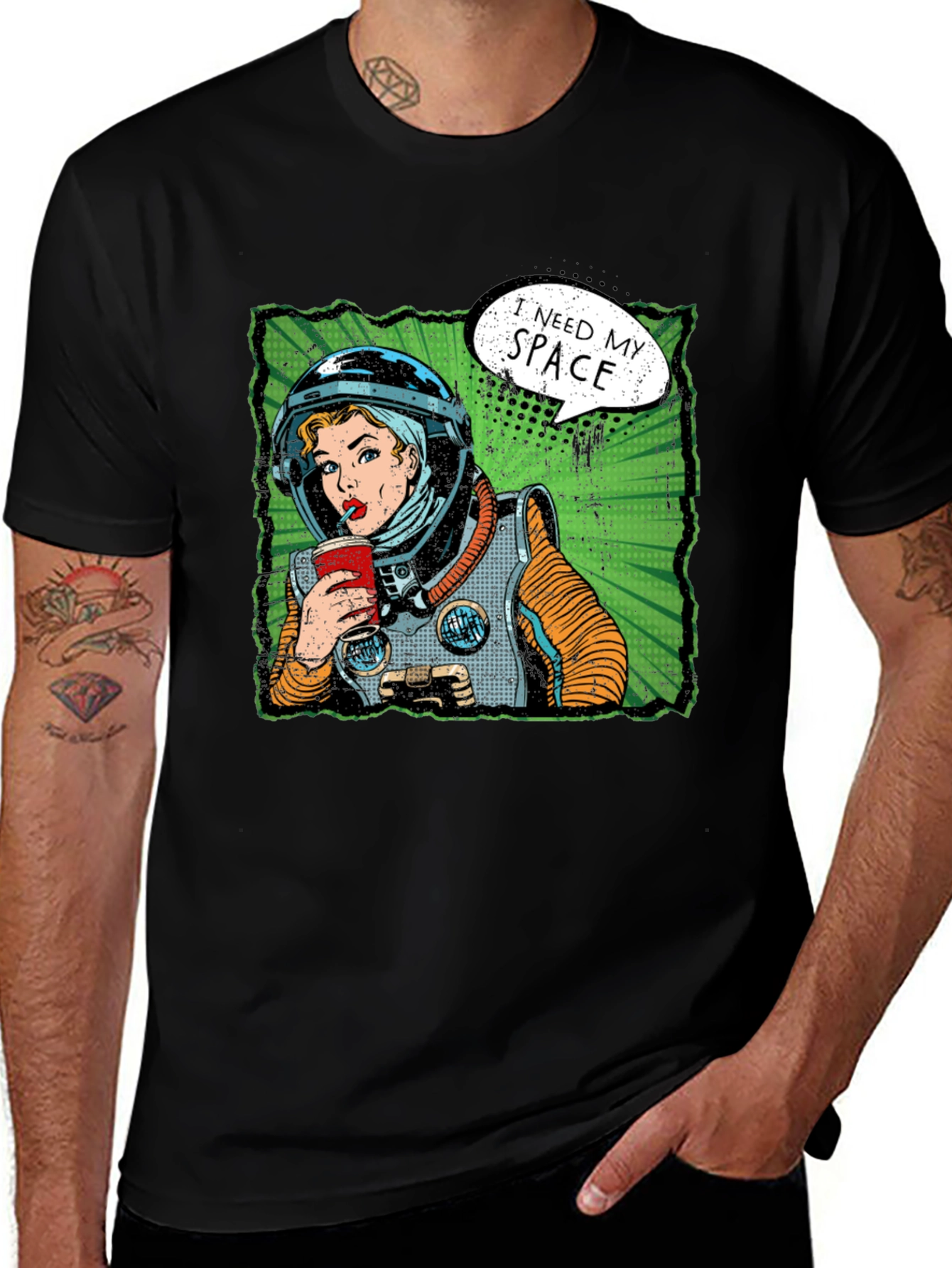 Variant 27 of Retro Astronaut Woman T-Shirt - I Need My Space!