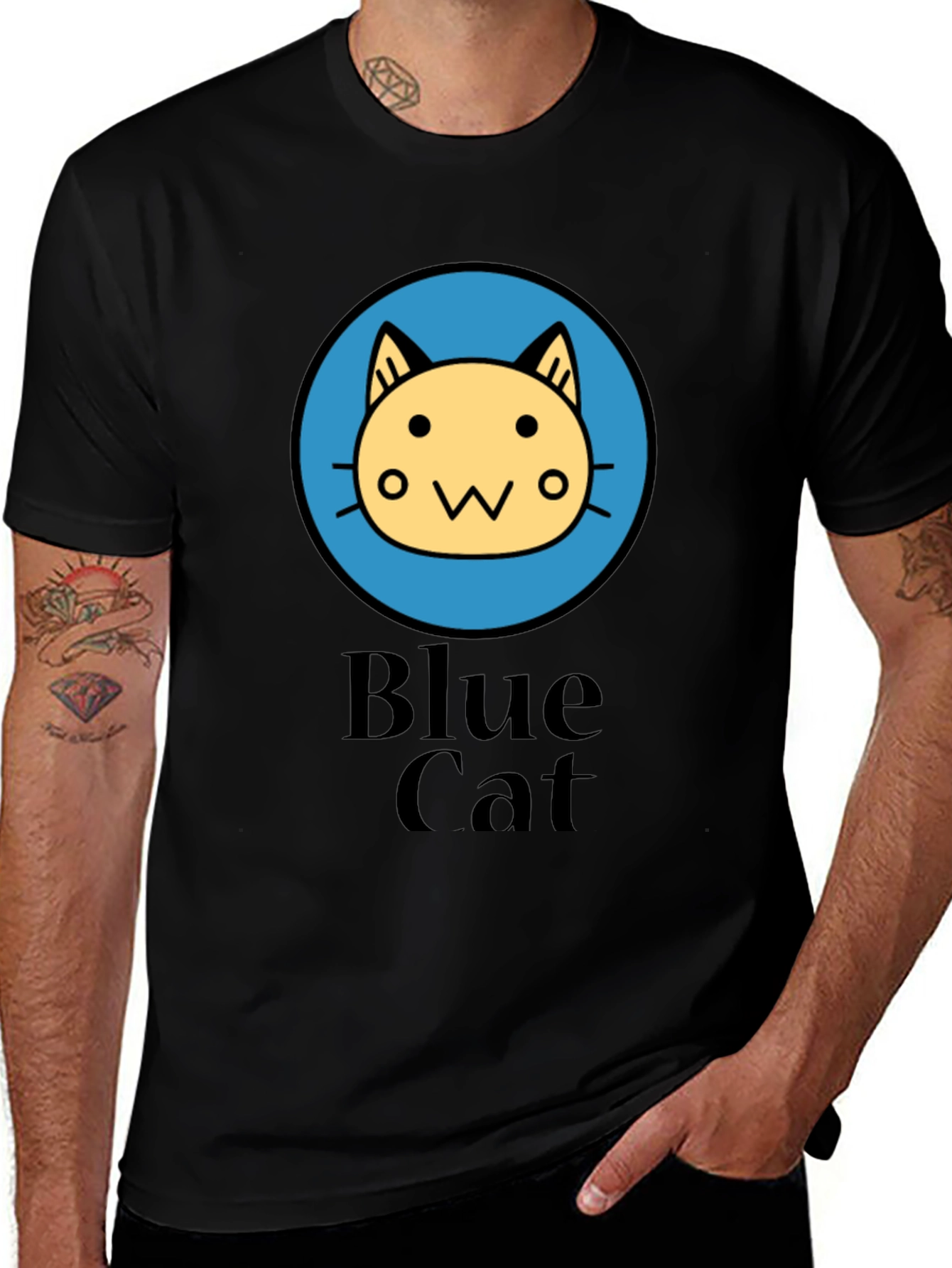 Blue Cat Graphic T-Shirt