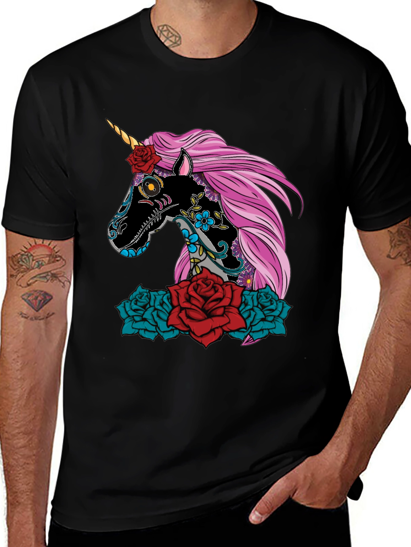 Variant 2 of Sugar Skull Unicorn Rose T-Shirt