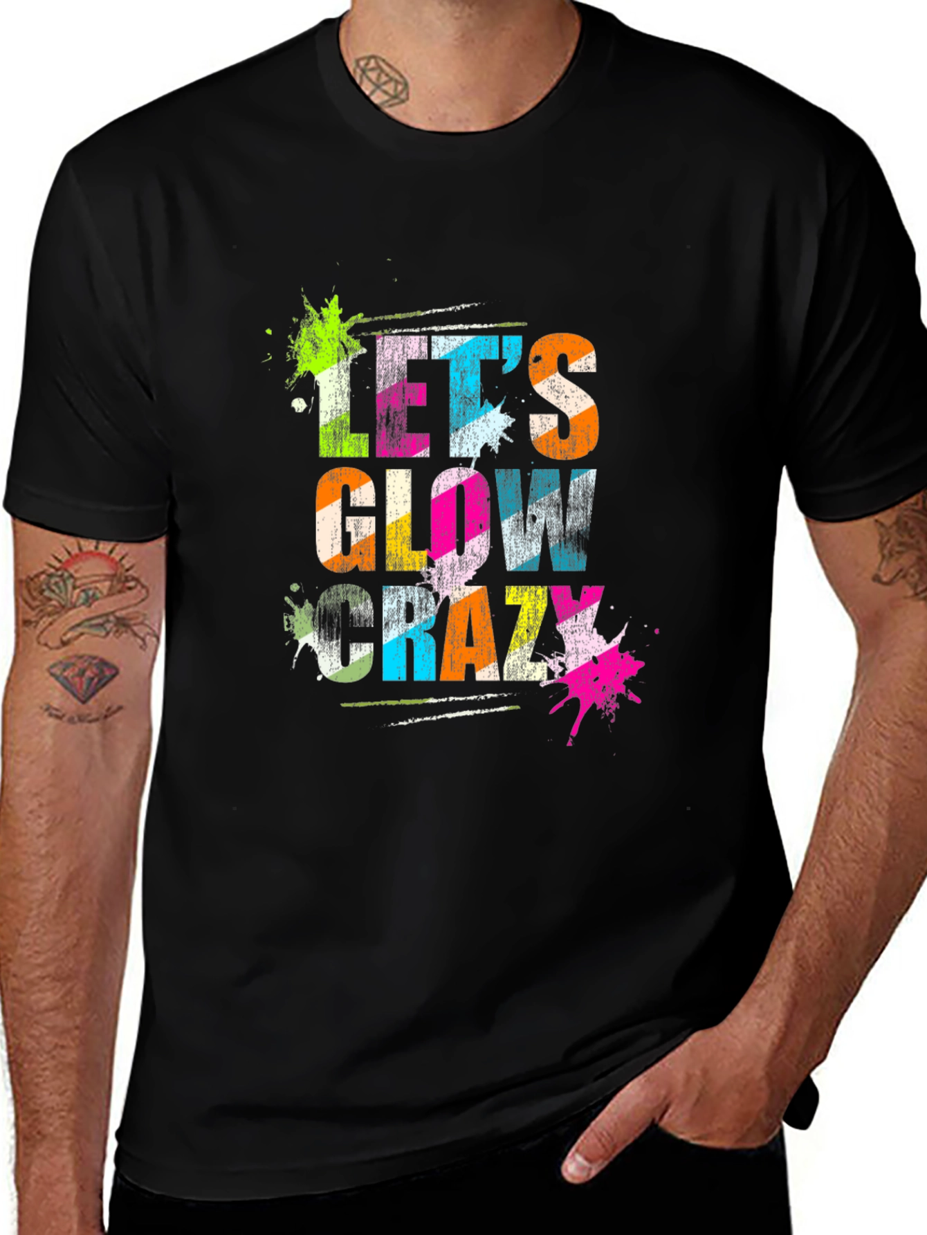 Variant 6 of Let's Glow Crazy Black Graphic T-Shirt