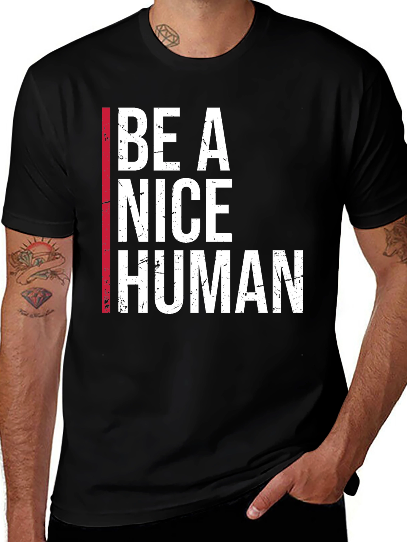 Variant 17 of Be A Nice Human Black T-Shirt