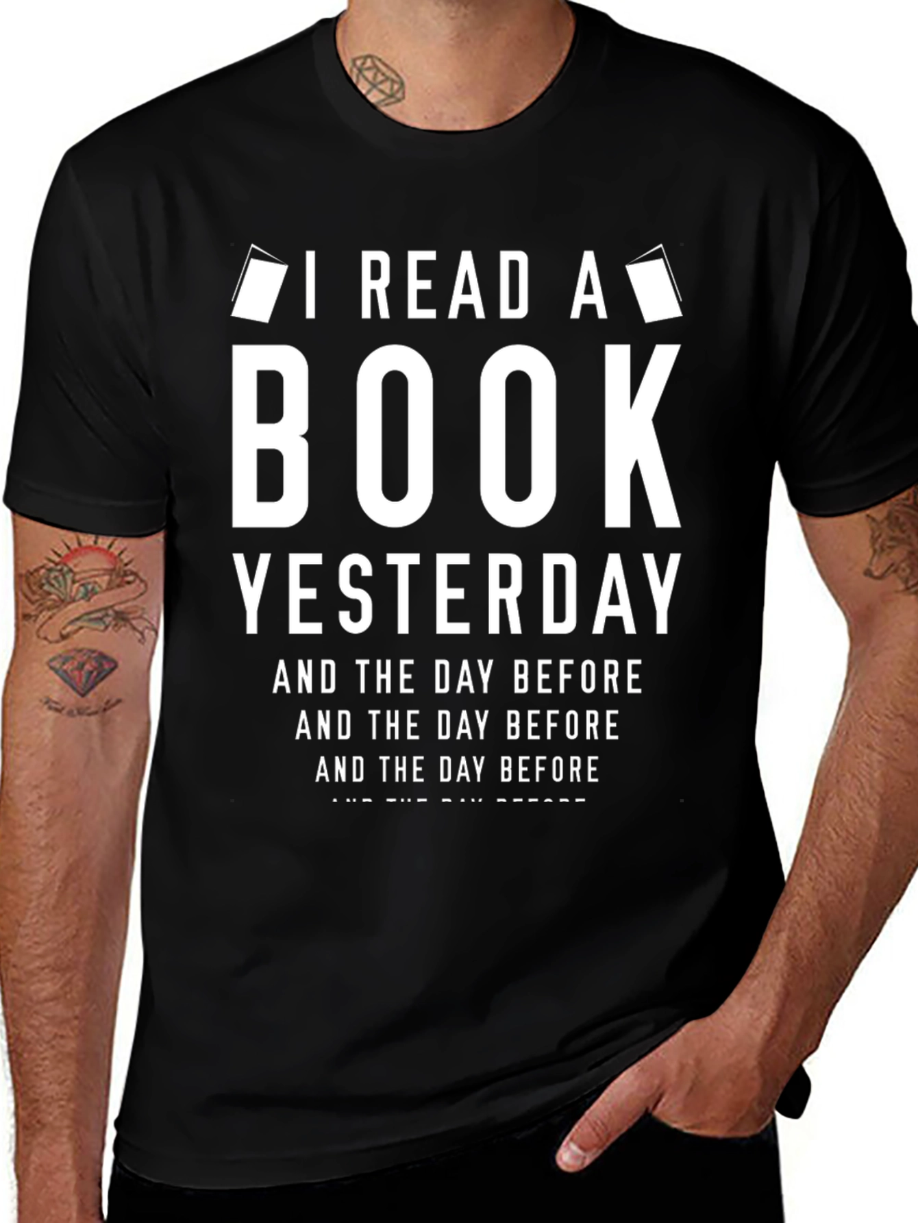 Variant 29 of I Read A Book T-Shirt - Black Cotton Novelty Tee