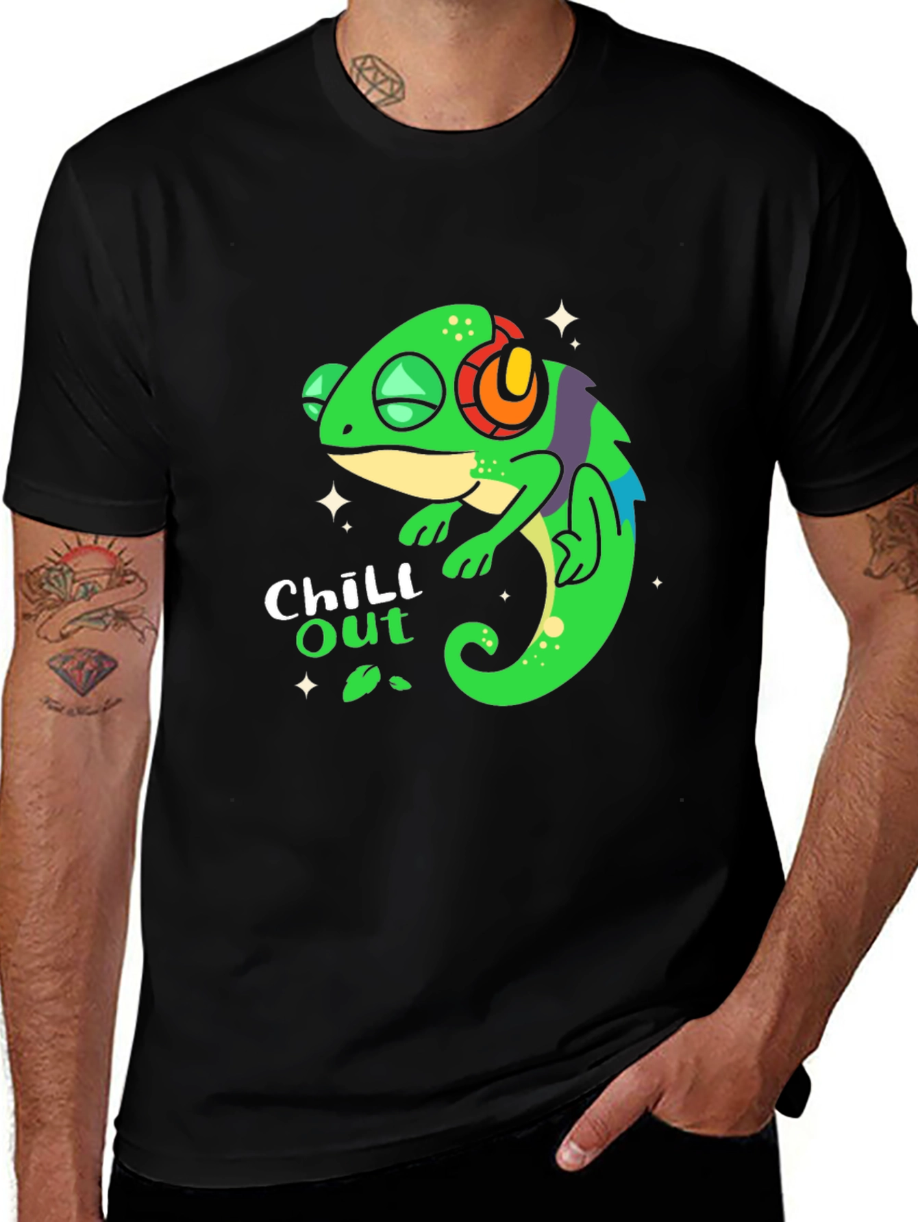 Variant 9 of Chill Out Chameleon T-Shirt - Black