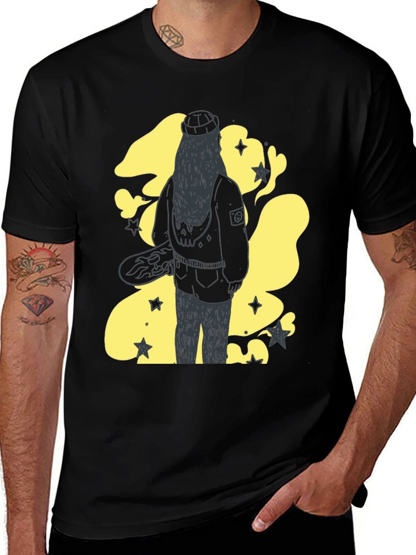 Variant 17 of Skater Graphic Tee - Black Cotton T-Shirt