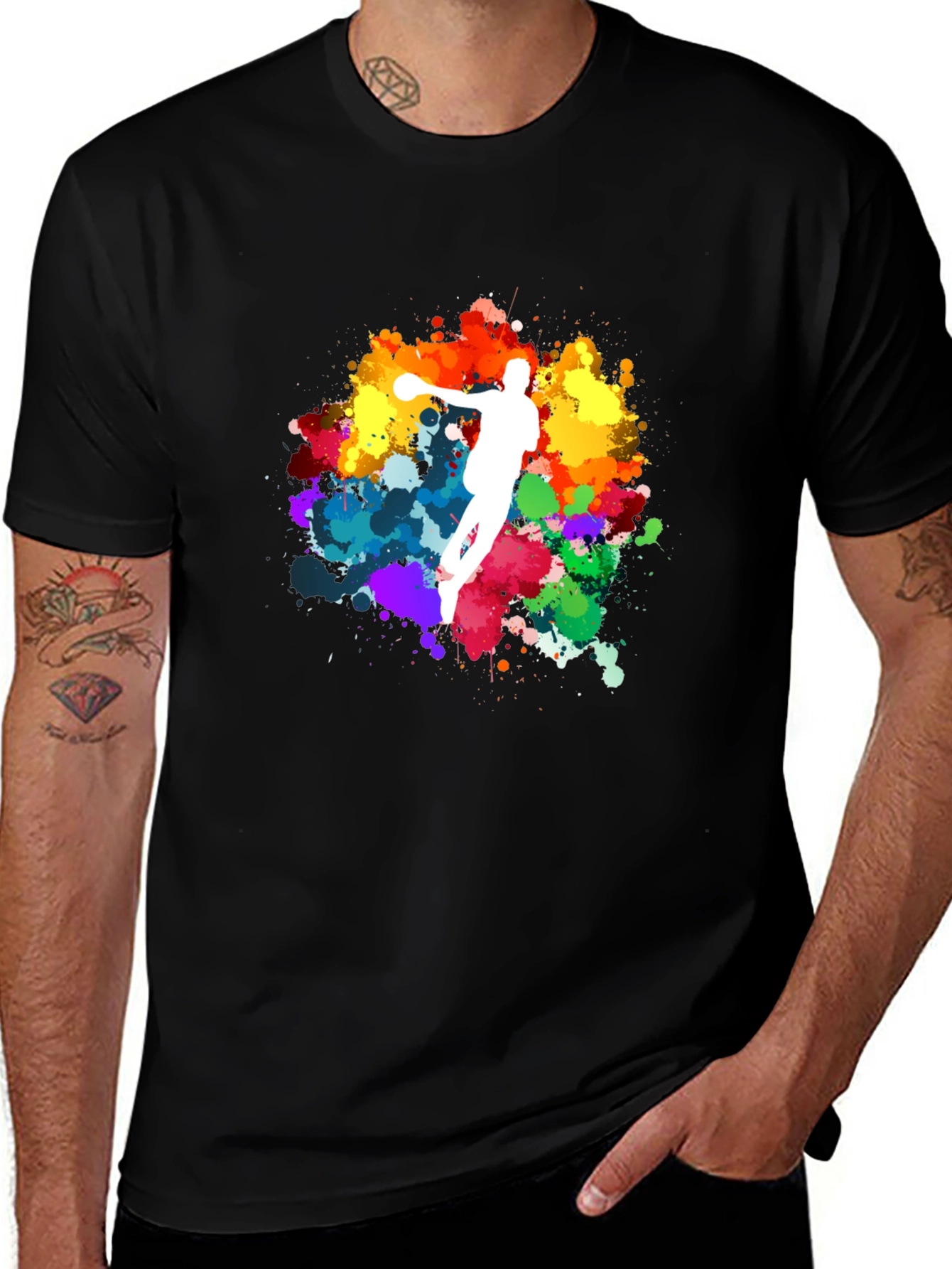 Variant 27 of Colorful Sports Silhouette Graphic Tee - Black