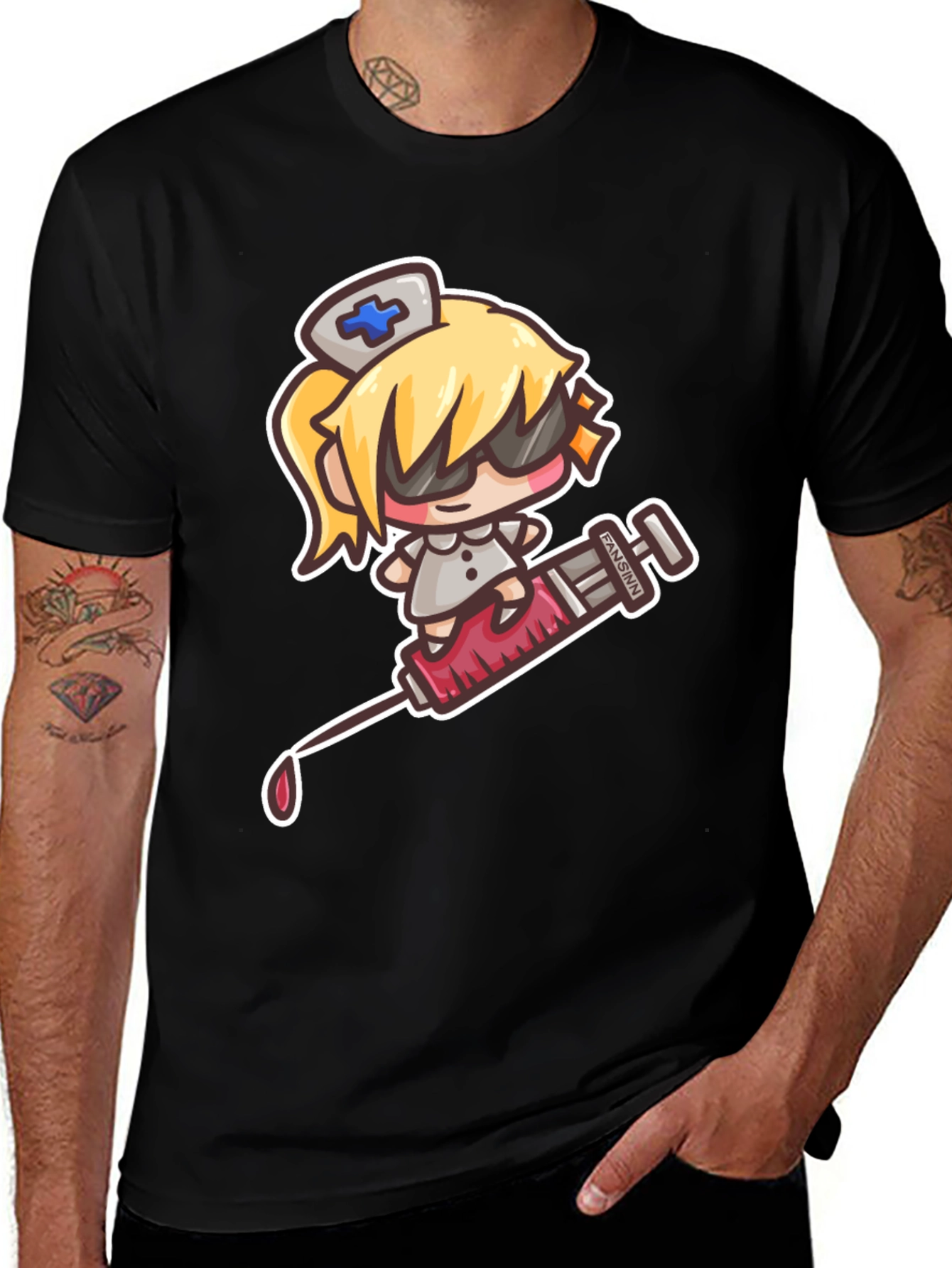 Variant 4 of Funny Nurse Cartoon Graphic T-Shirt