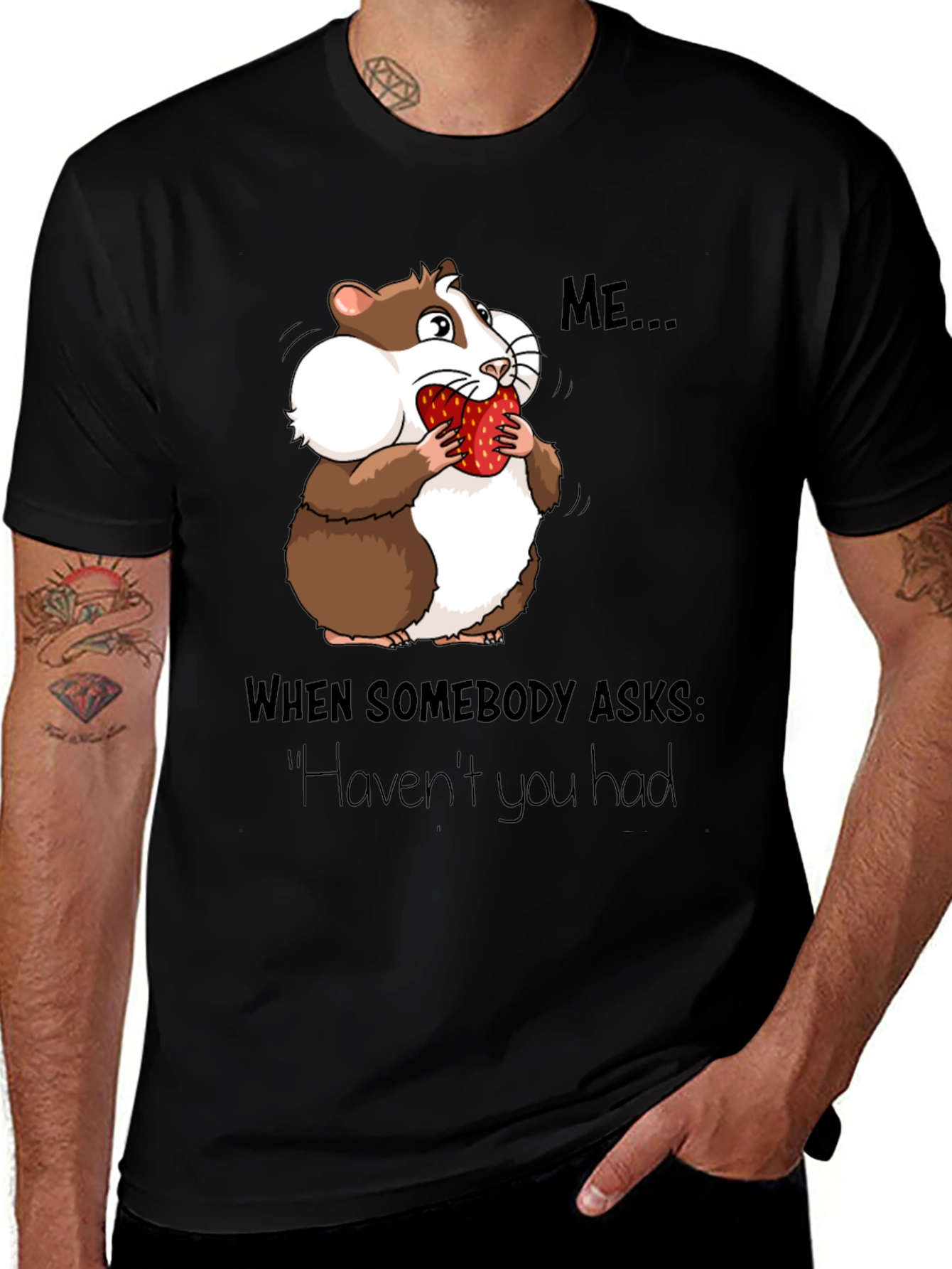 Variant 2 of Hamster Eating Strawberry Funny Graphic T-Shirt