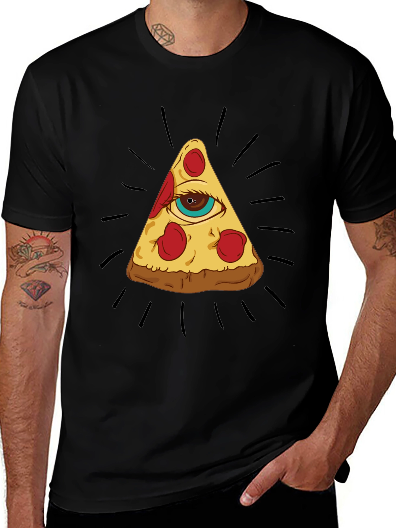 Variant 30 of Pizza Eye T-Shirt - Illuminati Foodie Tee