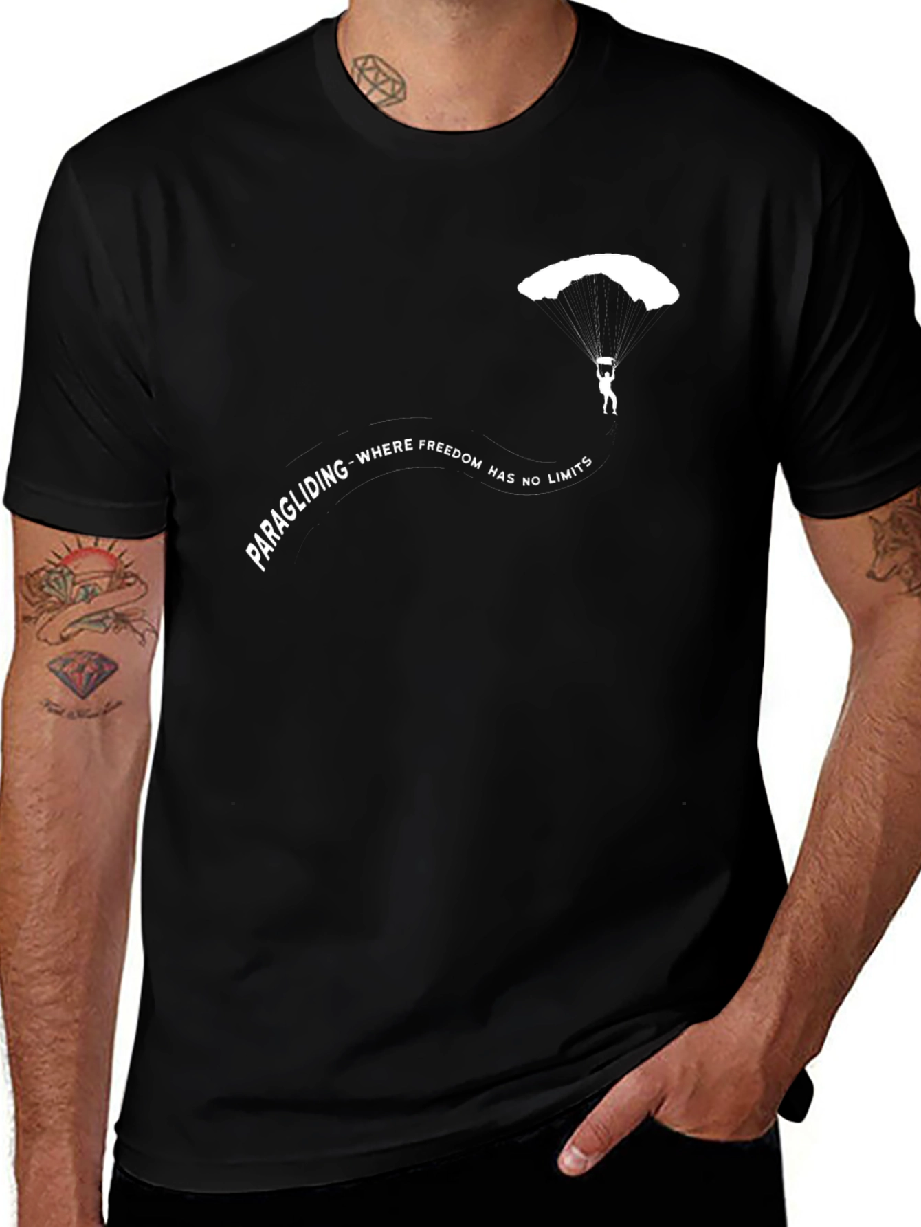 Variant 30 of Paragliding Freedom T-Shirt - Black Graphic Tee