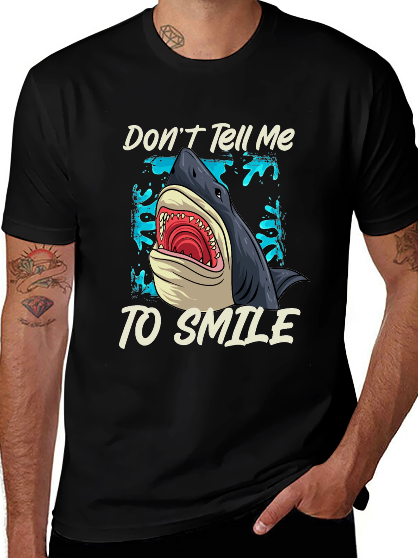 Variant 9 of Shark Graphic T-Shirt - Don't Tell Me To Smile
