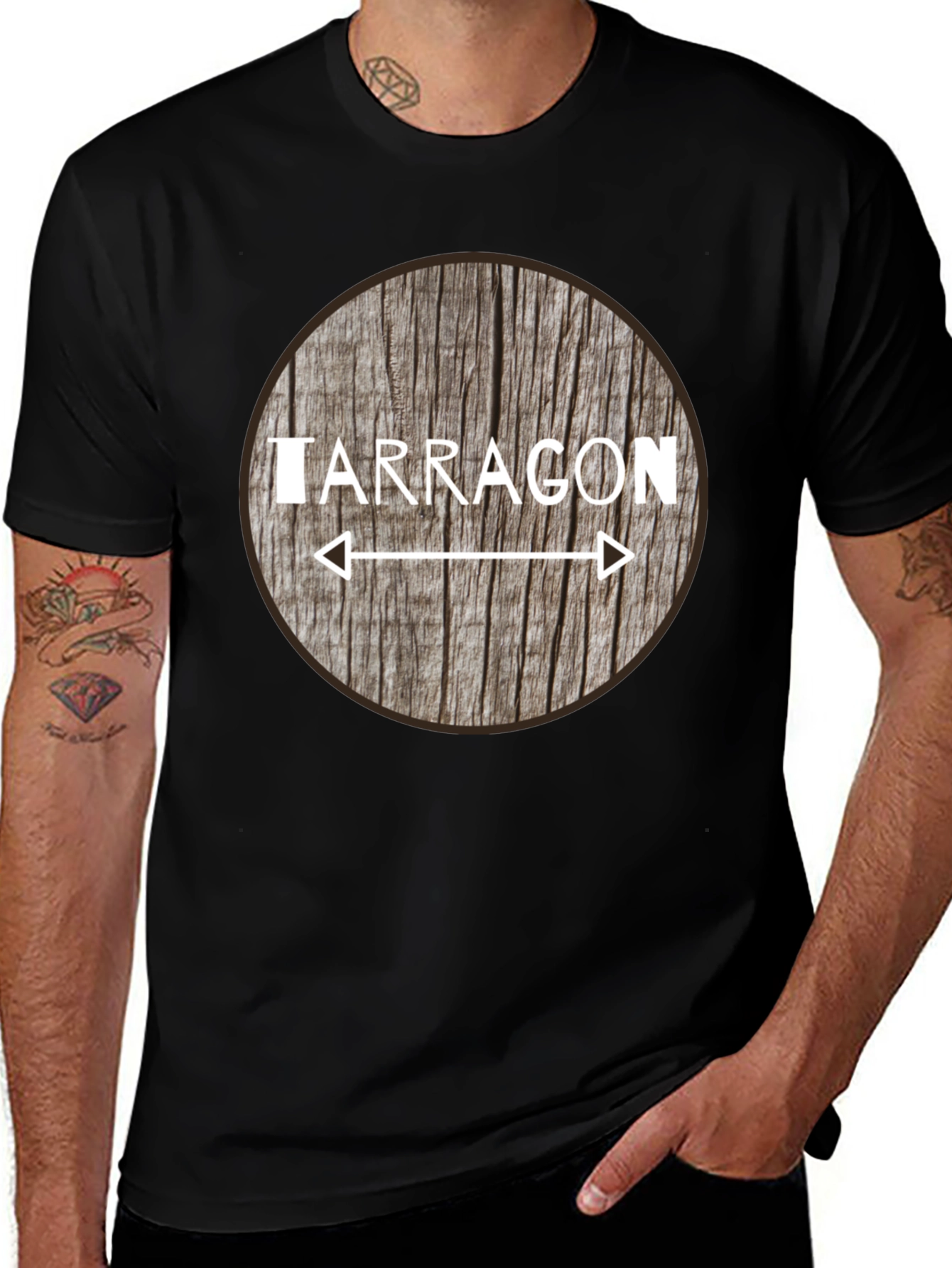 Variant 7 of Tarragon Arrow Woodgrain Graphic T-Shirt