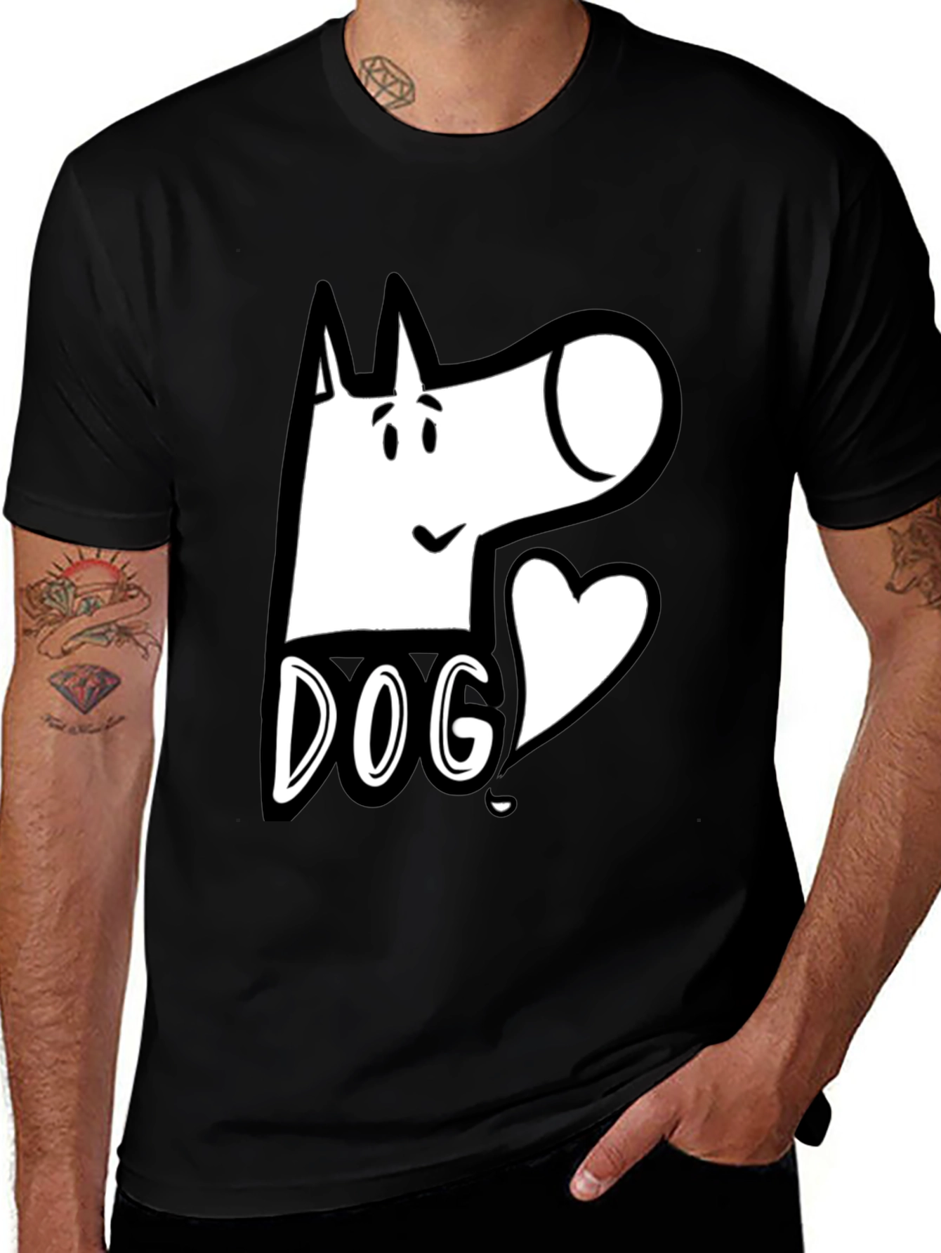 Variant 27 of Dog Graphic Tee - Cute Cartoon Design, Black T-Shirt