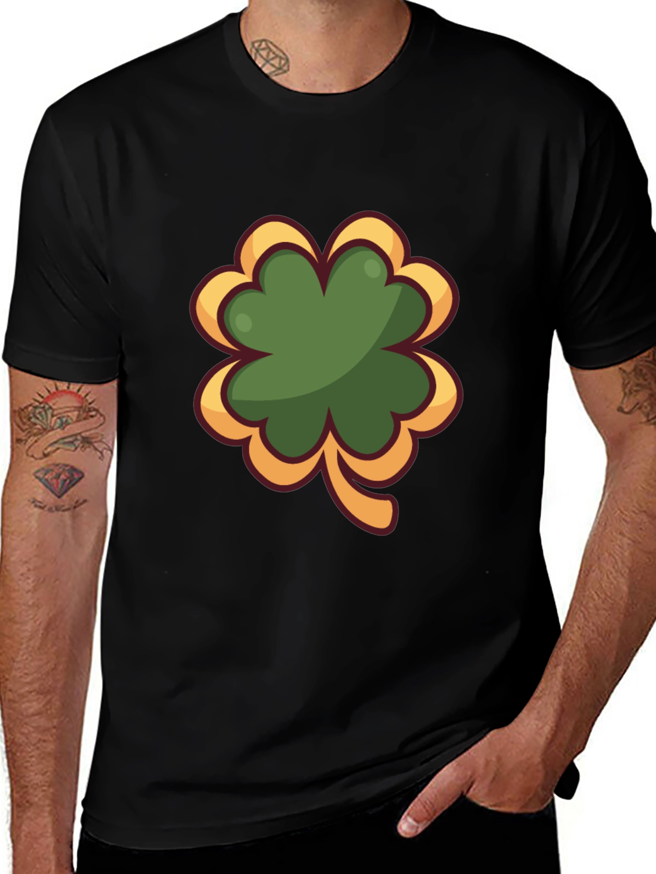 Variant 4 of Shamrock Graphic Black T-Shirt - Lucky Charm Tee