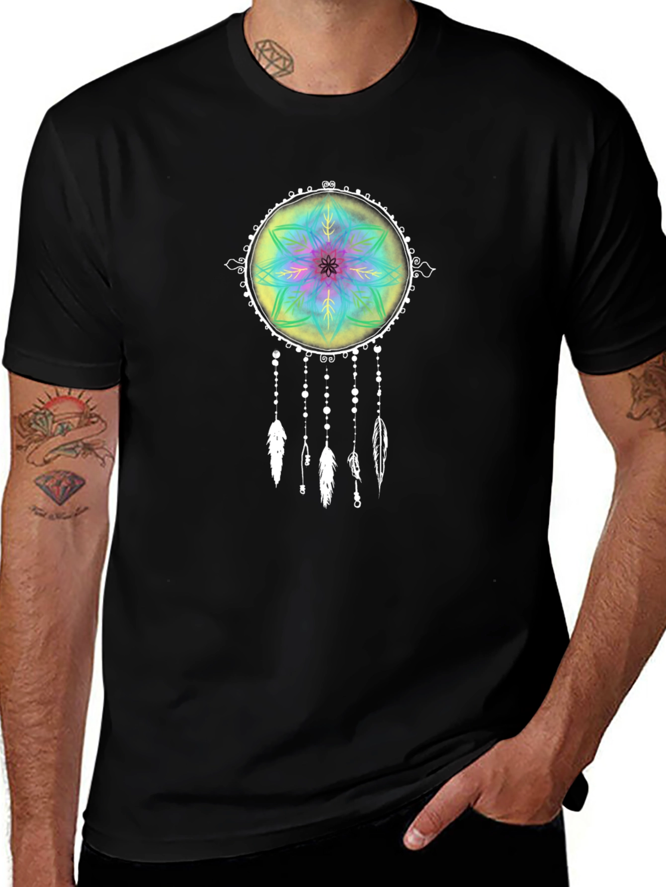 Variant 2 of Dreamcatcher Mandala Graphic Tee - Black