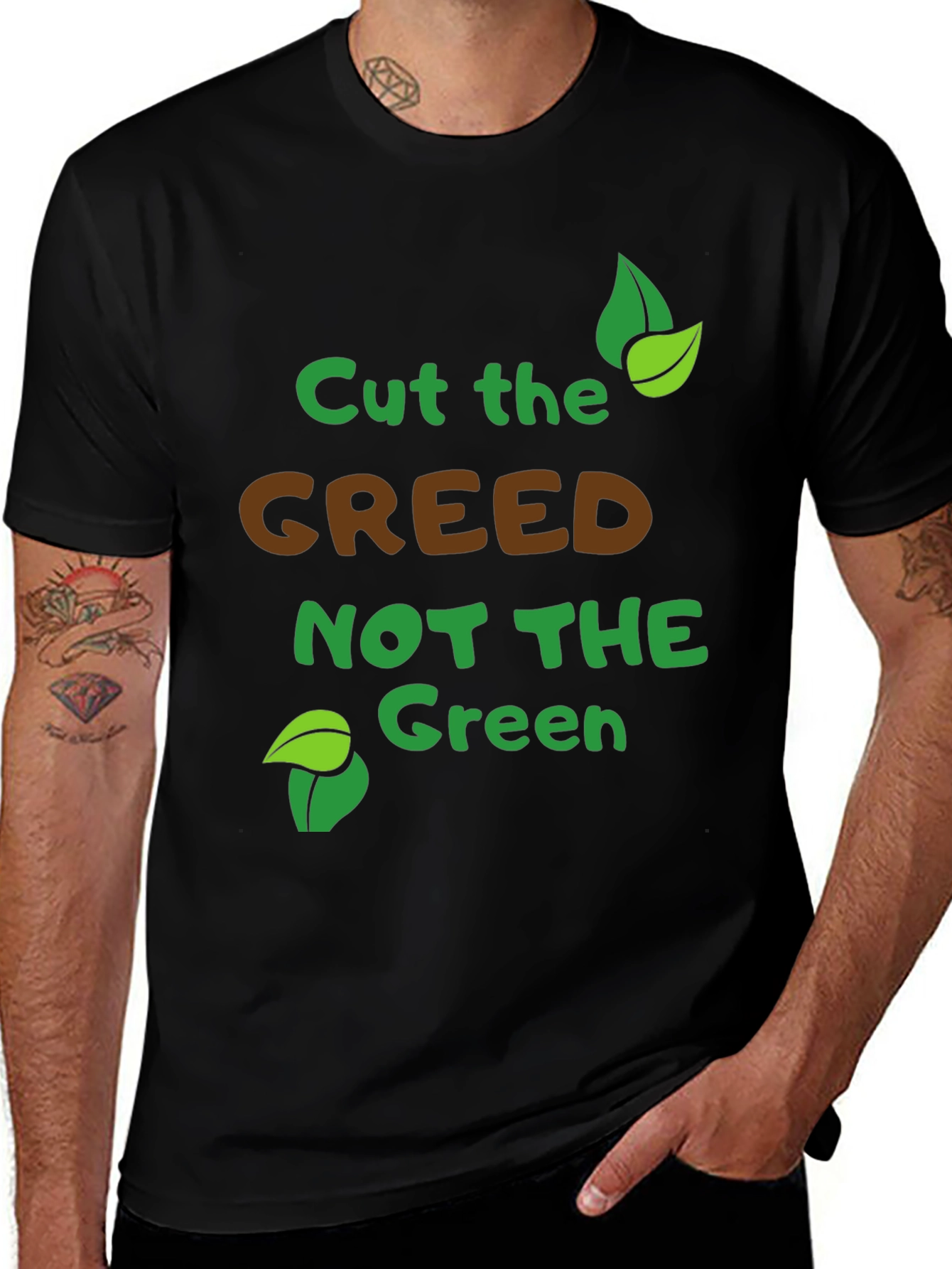 Variant 9 of Eco-Friendly 'Cut Greed' Black Graphic Tee