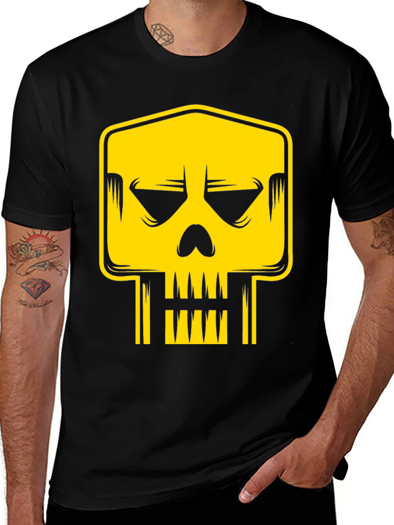 Variant 23 of Skull Graphic Black T-Shirt - Edgy Style