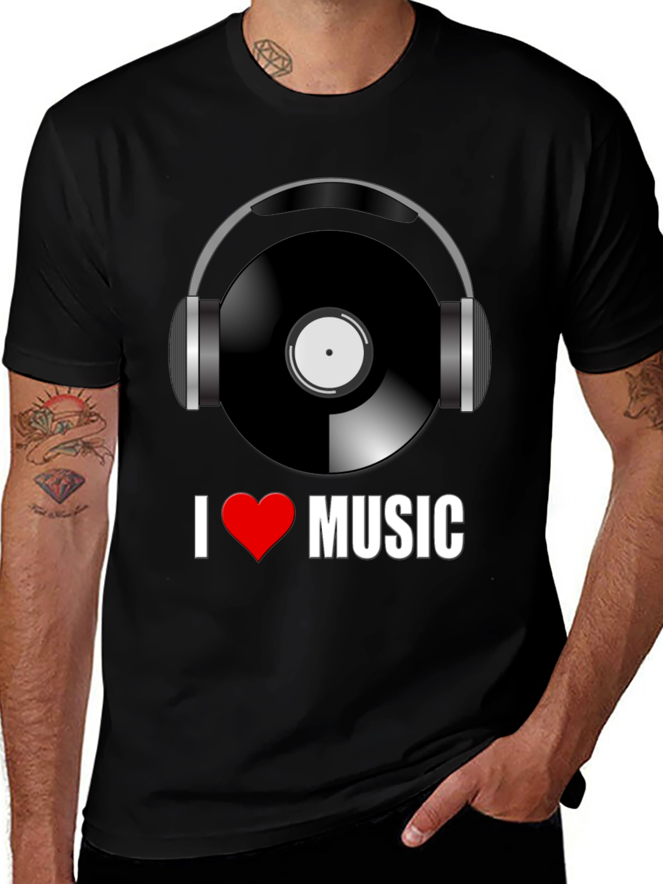 Variant 23 of I Heart Music Graphic Black T-Shirt