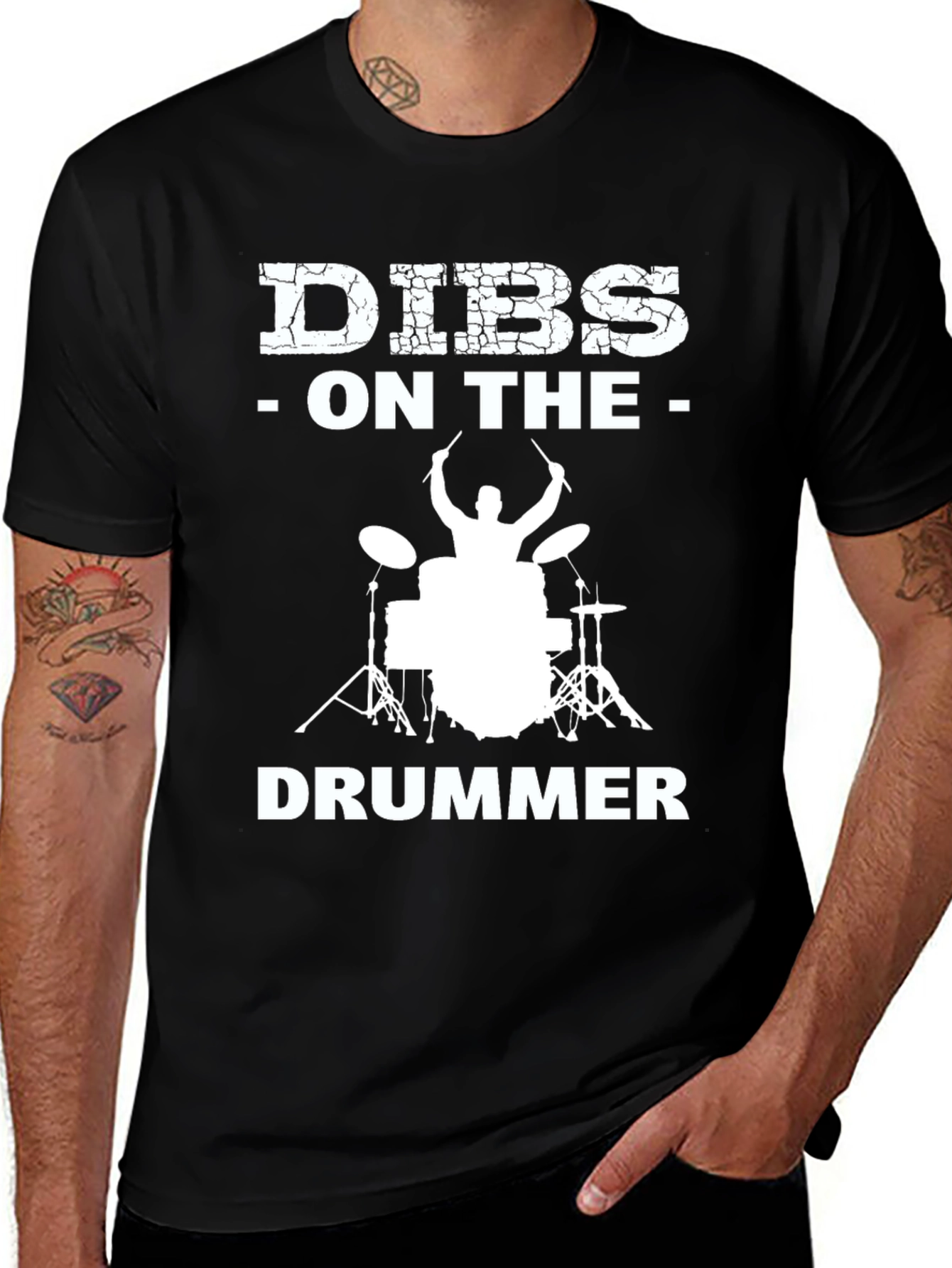 Variant 10 of Dibs On The Drummer Black T-Shirt Rock Band Concert Tee