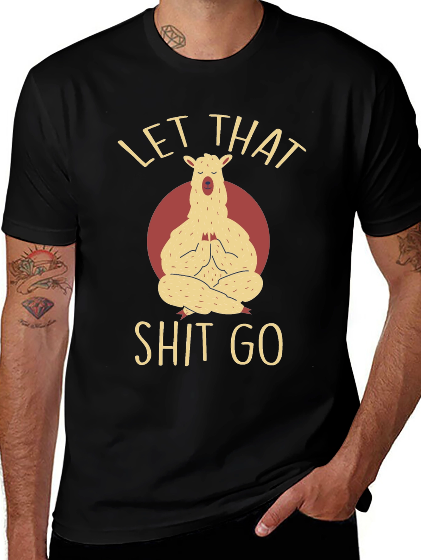 Variant 26 of Llama Yoga T-Shirt - Let That Go Funny Graphic Tee