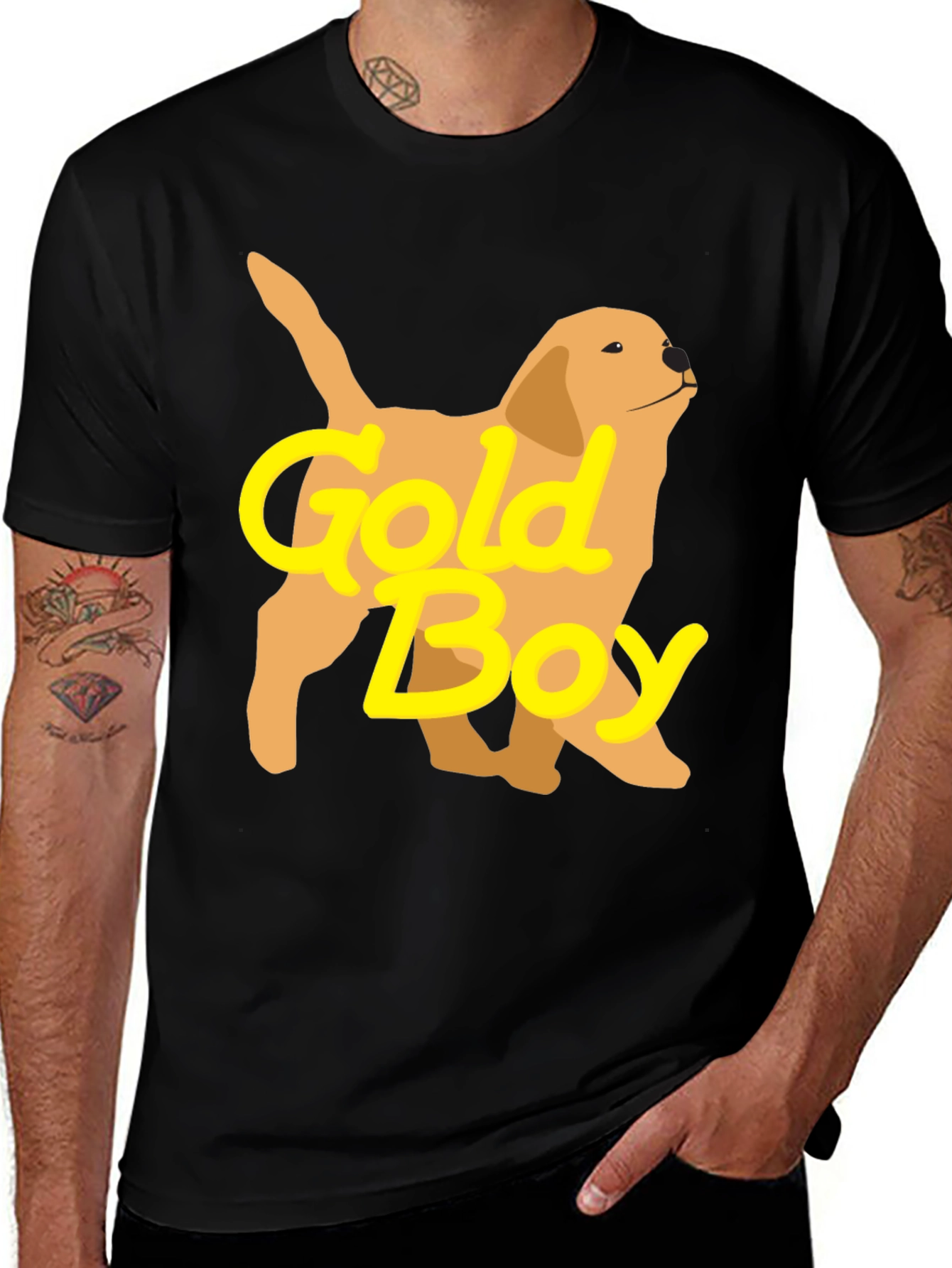 Variant 15 of Gold Boy Dog Graphic Tee - Black