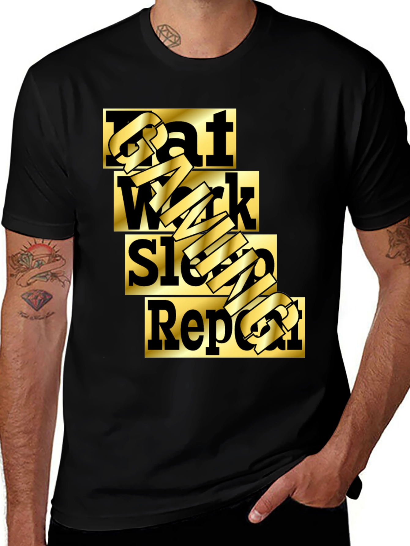 Variant 18 of Eat Work Sleep Gaming Repeat Black T-Shirt