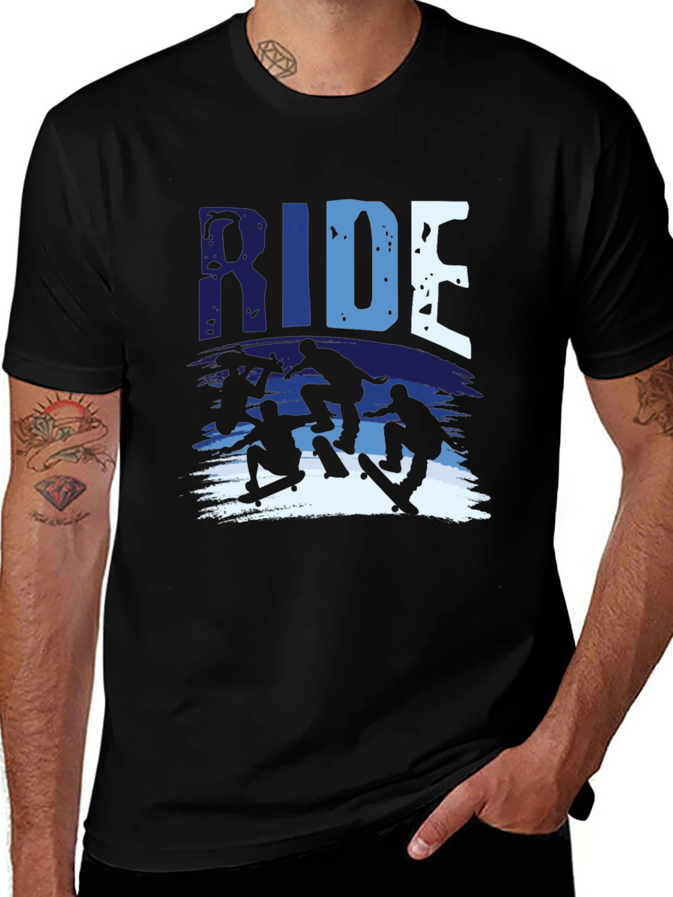 Variant 8 of Cool Ride Skateboard Graphic Tee - Black