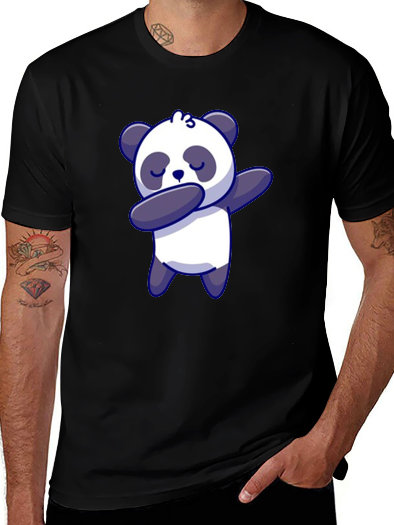Variant 24 of Dabbing Panda Bear T-Shirt Black