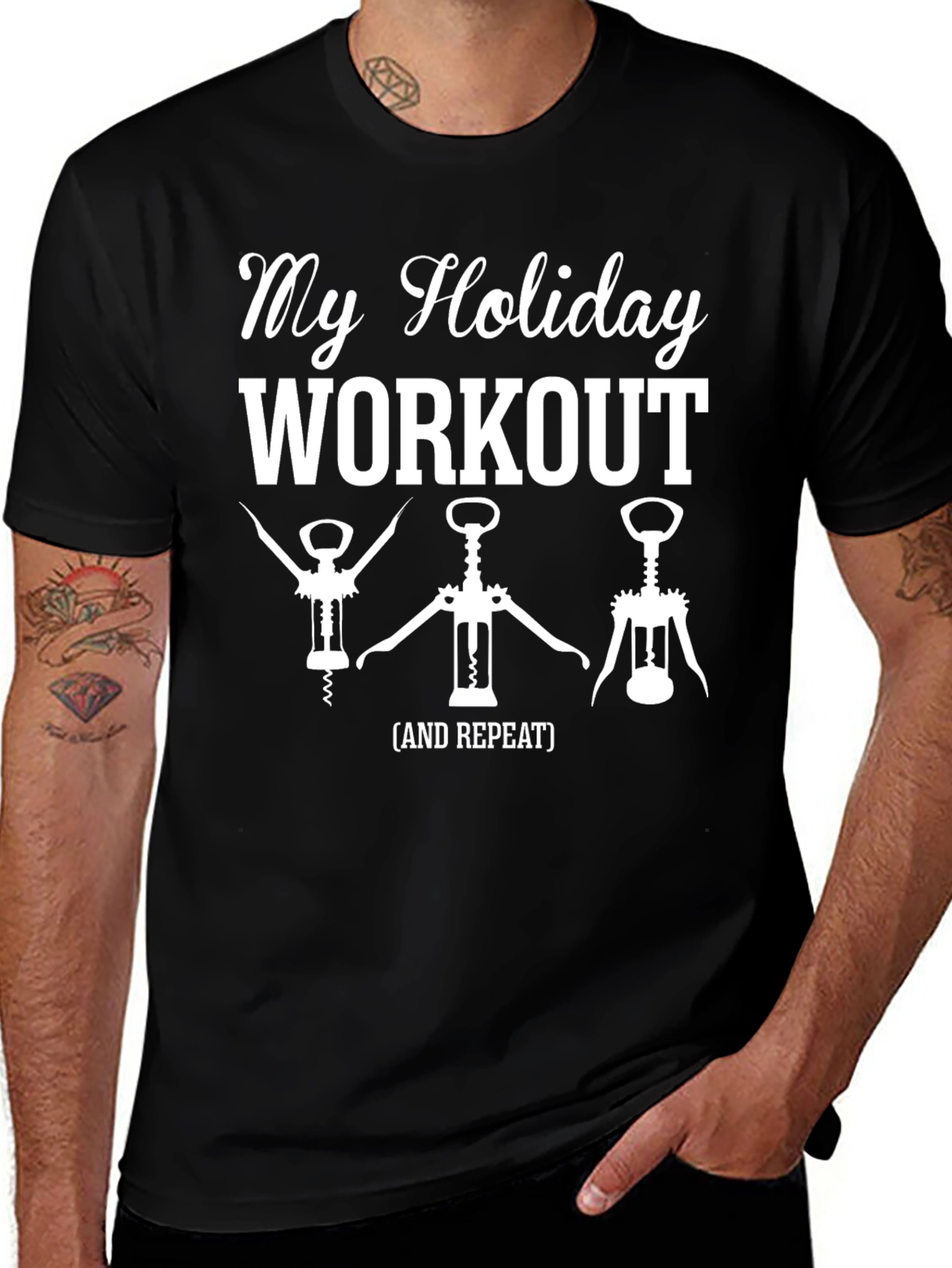 Variant 22 of Holiday Workout Graphic T-Shirt - Wine Opener Theme