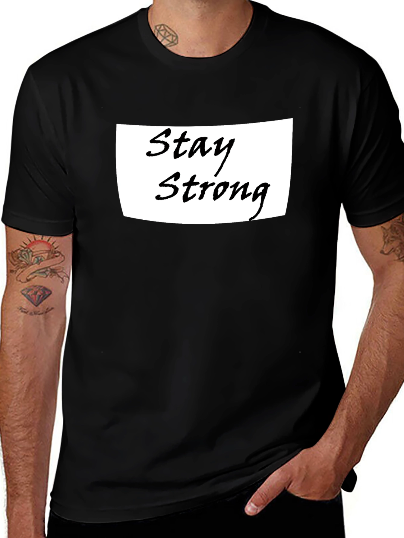 Variant 6 of Stay Strong Graphic Tee - Black Cotton Comfort