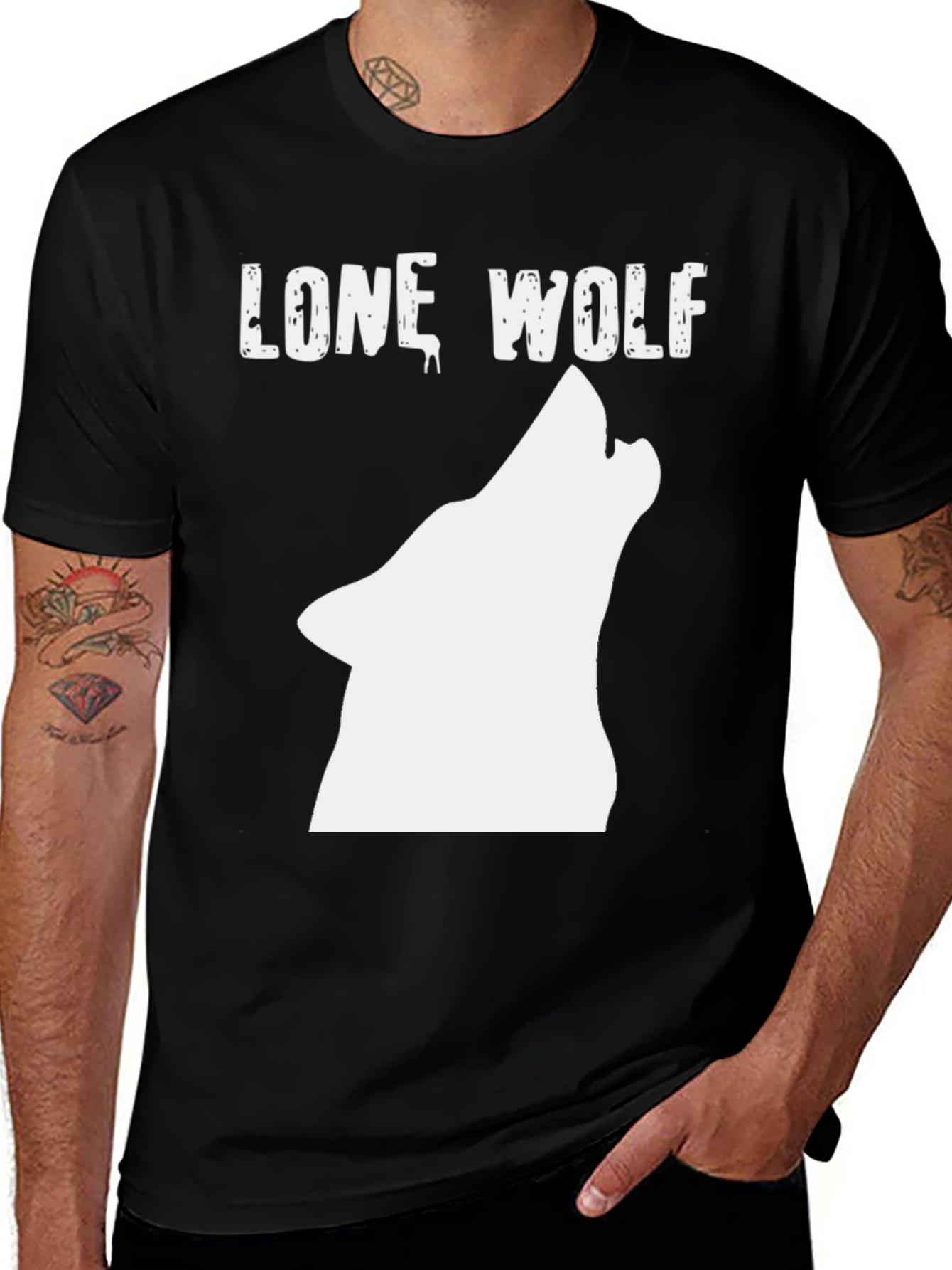 Lone Wolf Graphic Tee - Black Cotton T-Shirt
