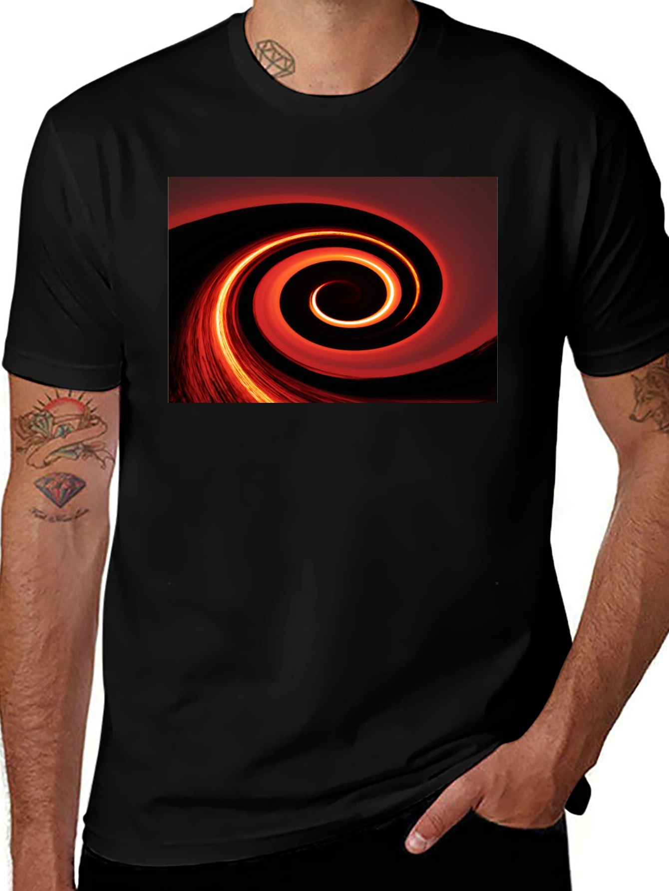 Variant 11 of Abstract Spiral Graphic Tee - Black Casual T-Shirt