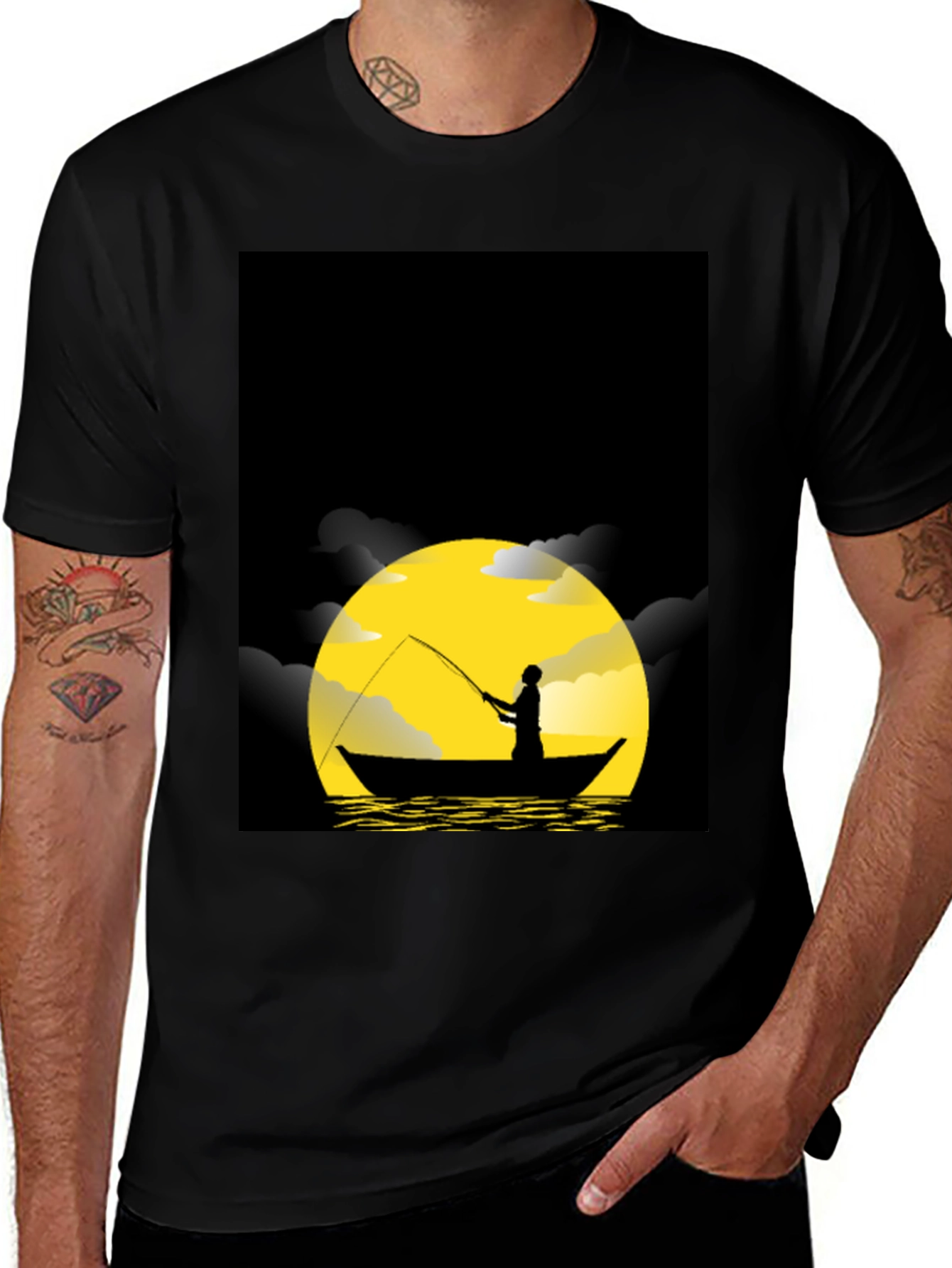 Variant 3 of Night Fishing Silhouette Graphic Tee