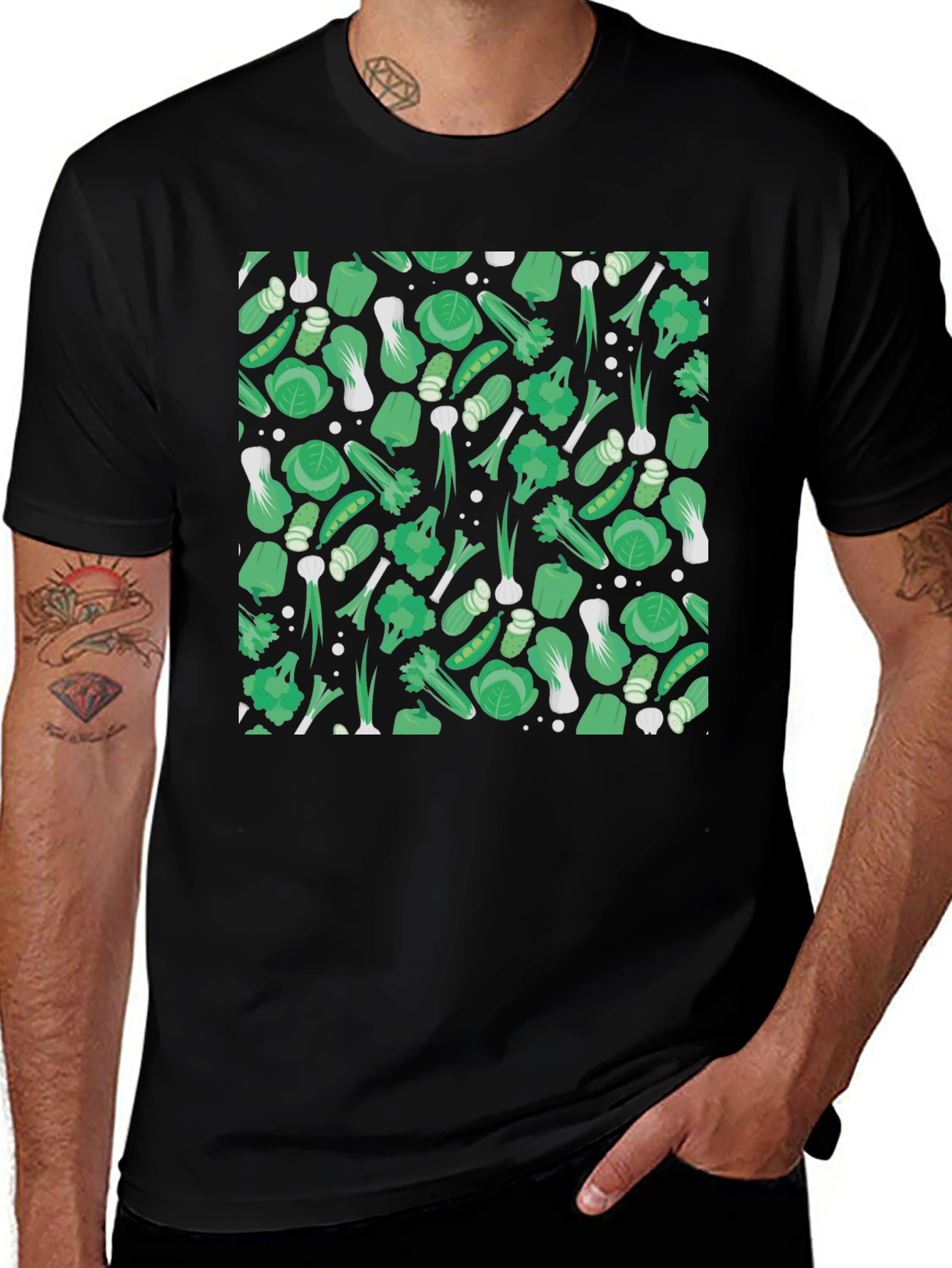 Variant 3 of Green Veggie Pattern T-Shirt