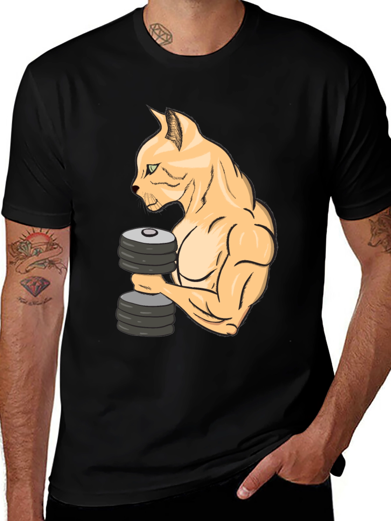 Variant 28 of Funny Gym Cat Lifting Weights T-Shirt