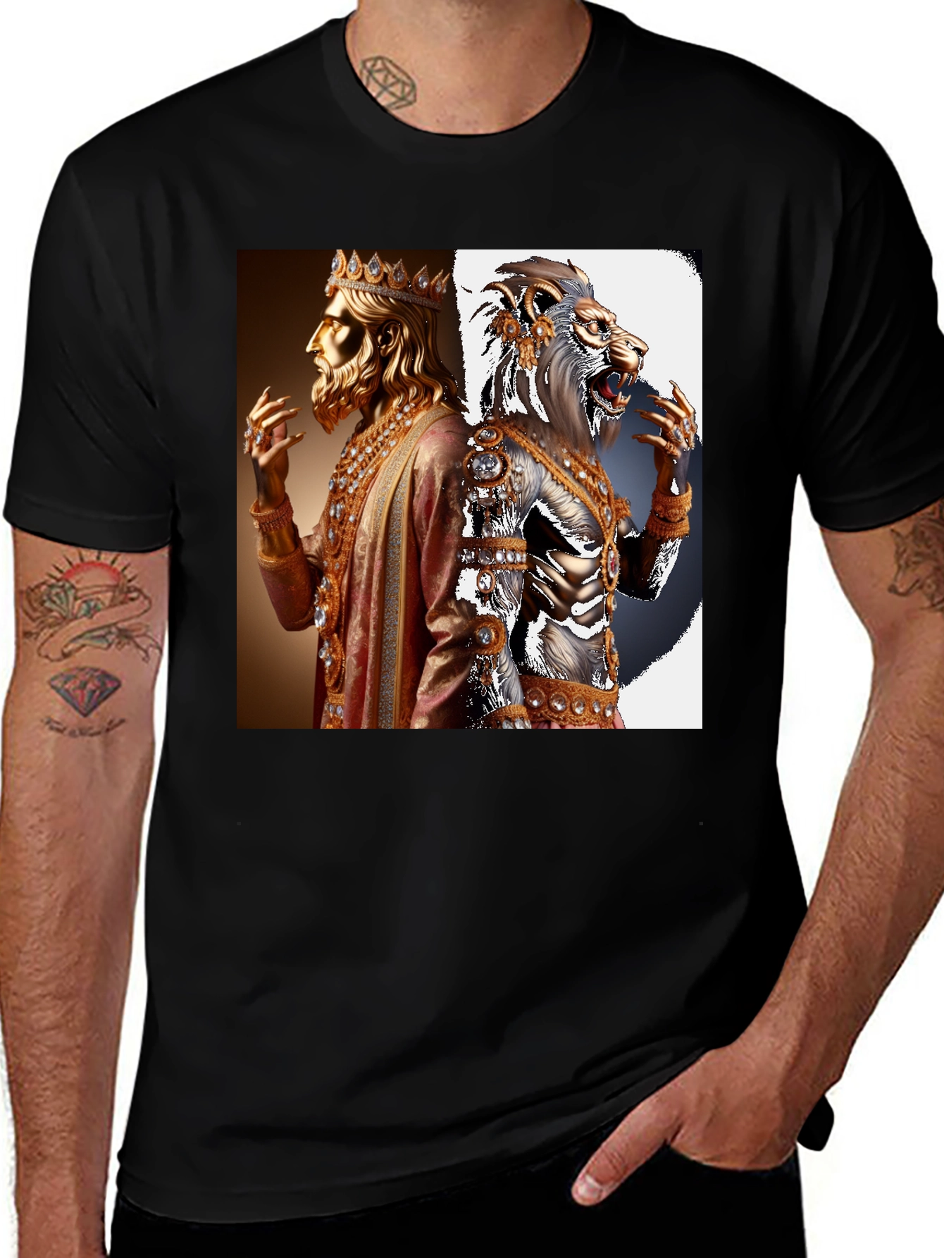 Variant 23 of King and Lion Graphic Tee - Black