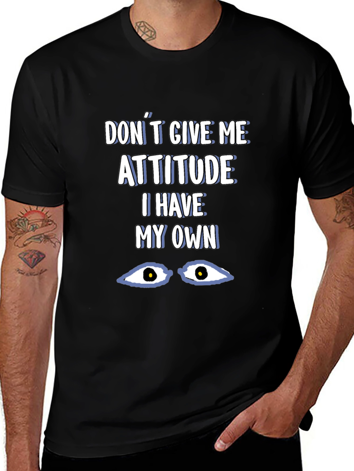 Variant 14 of Attitude Graphic Tee - Black Cotton Blend