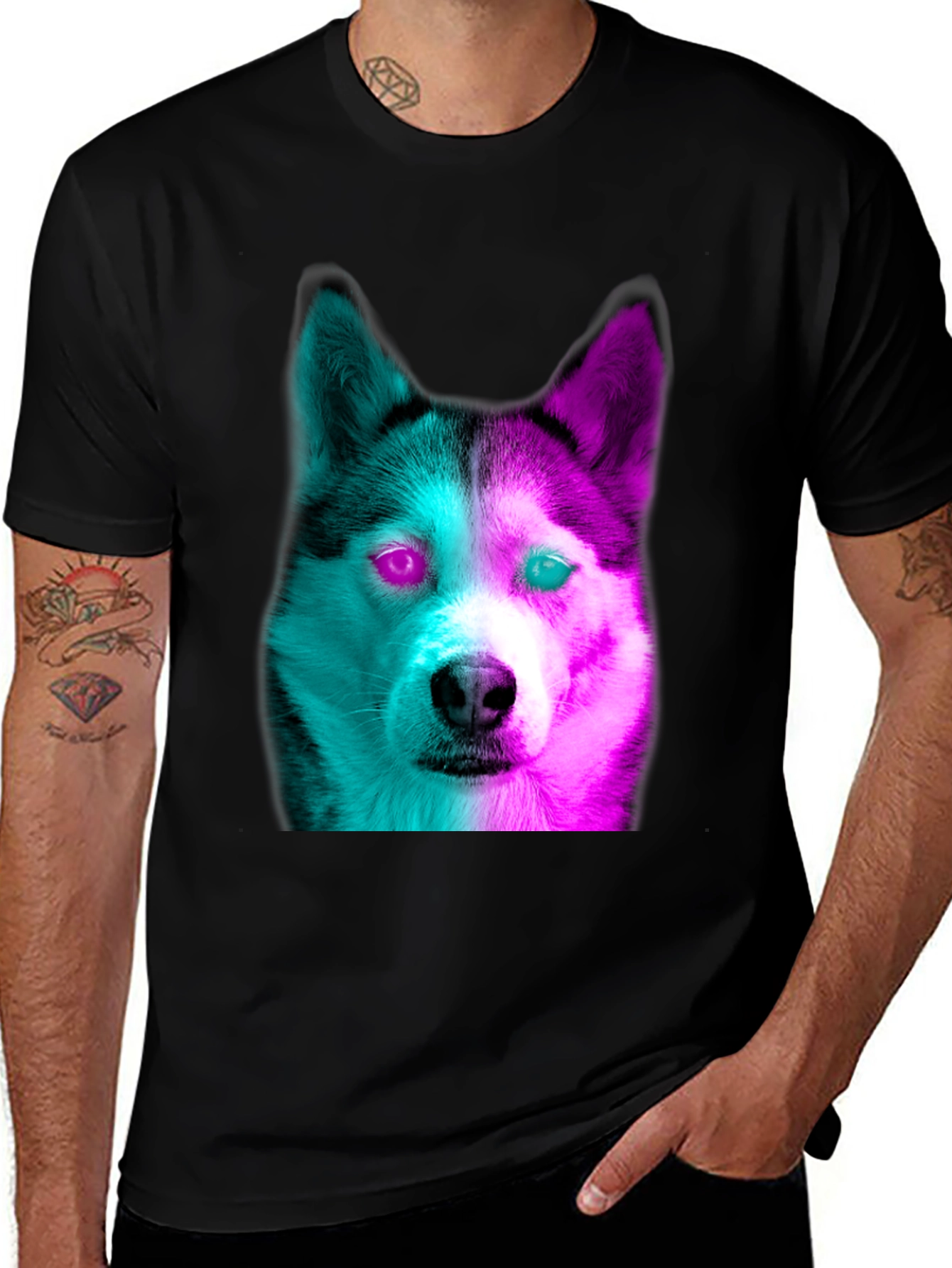 Variant 8 of Cyberpunk Husky Graphic Tee - Trendy Streetwear