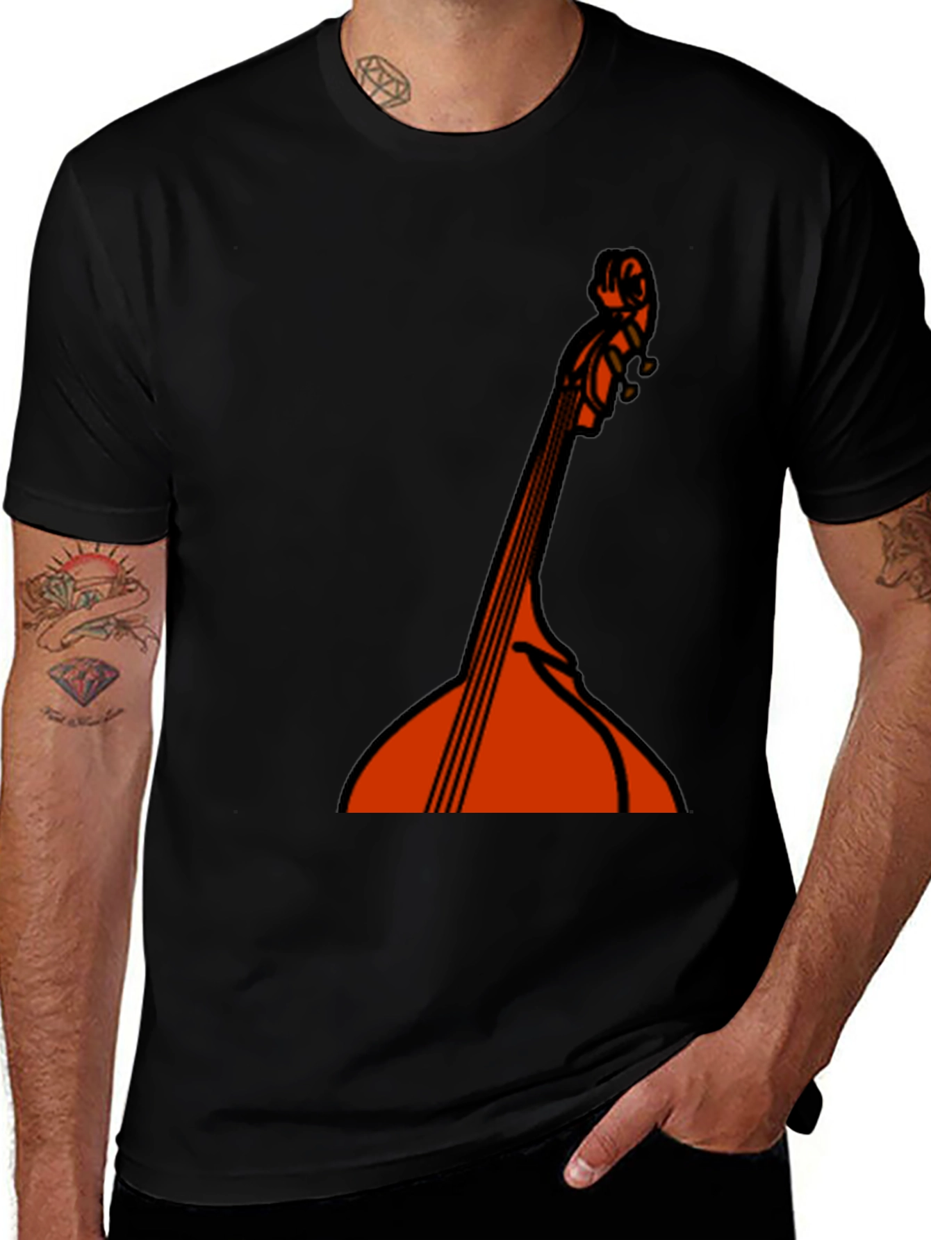Variant 24 of Bass Guitar Graphic Black T-Shirt