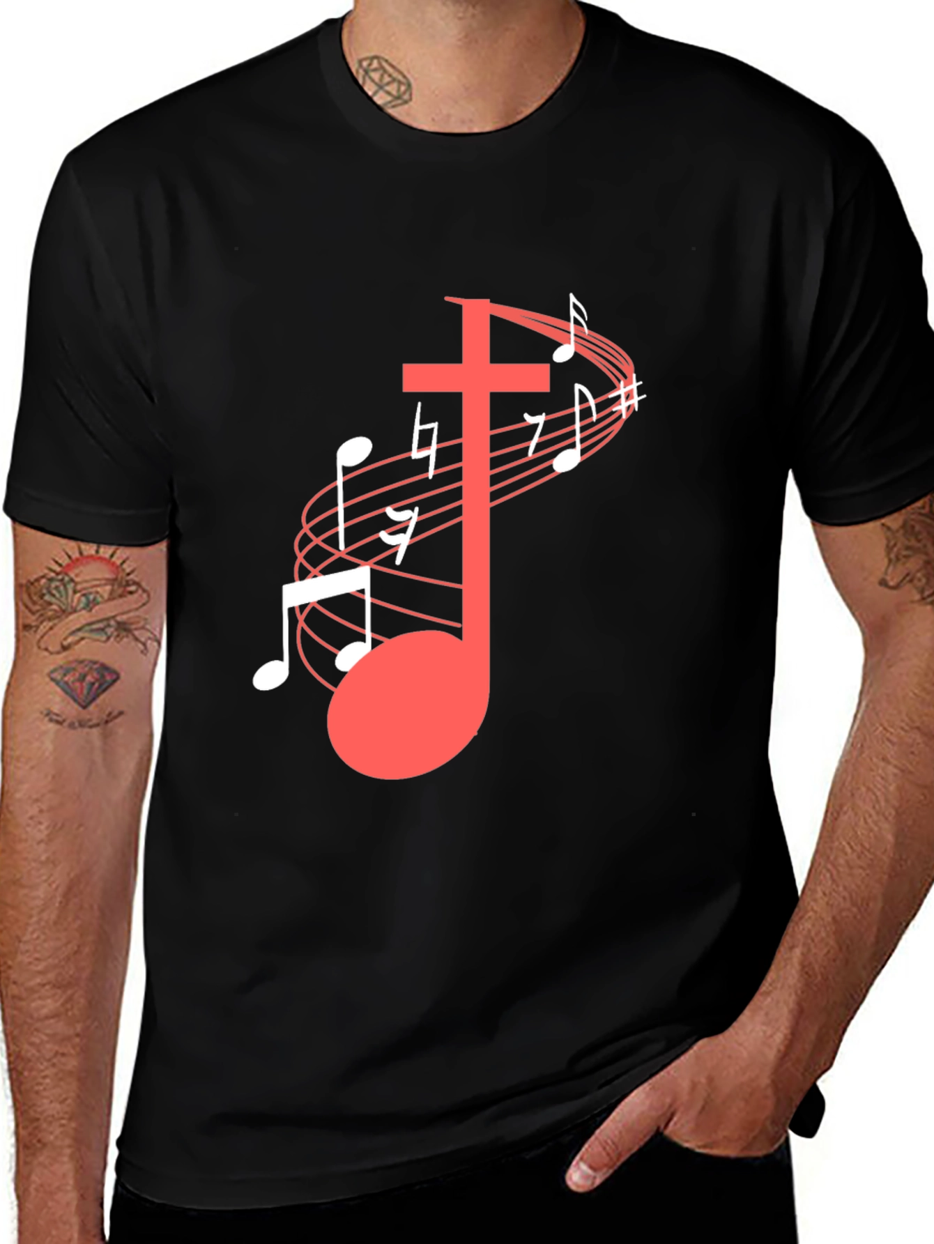 Variant 3 of Musical Cross Graphic T-Shirt - Black